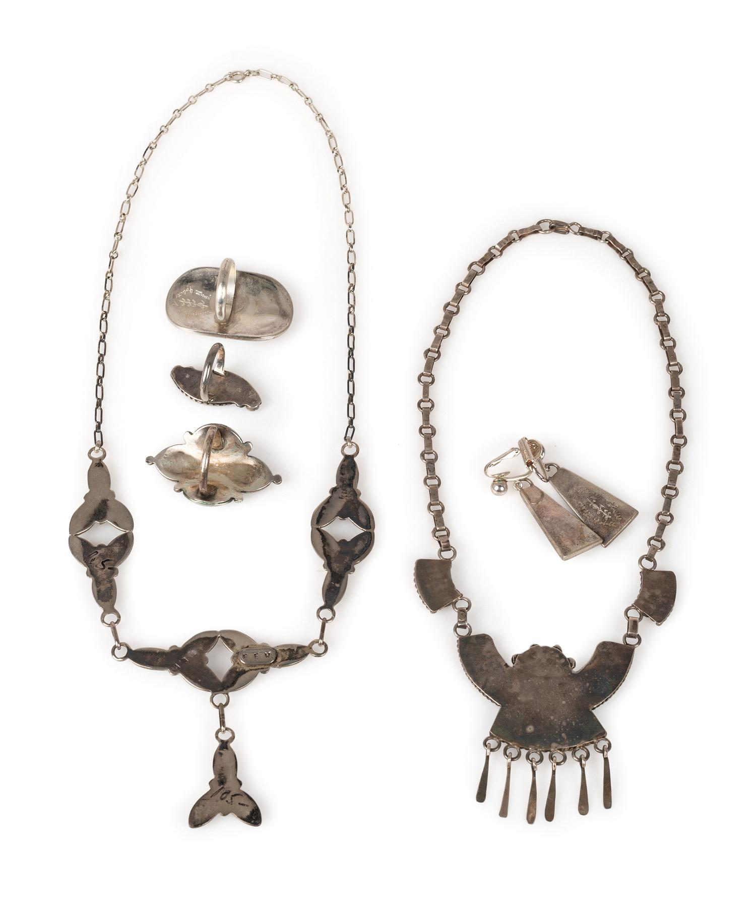 Zuni Silver and Petit Point Turquoise Necklaces AND Rings