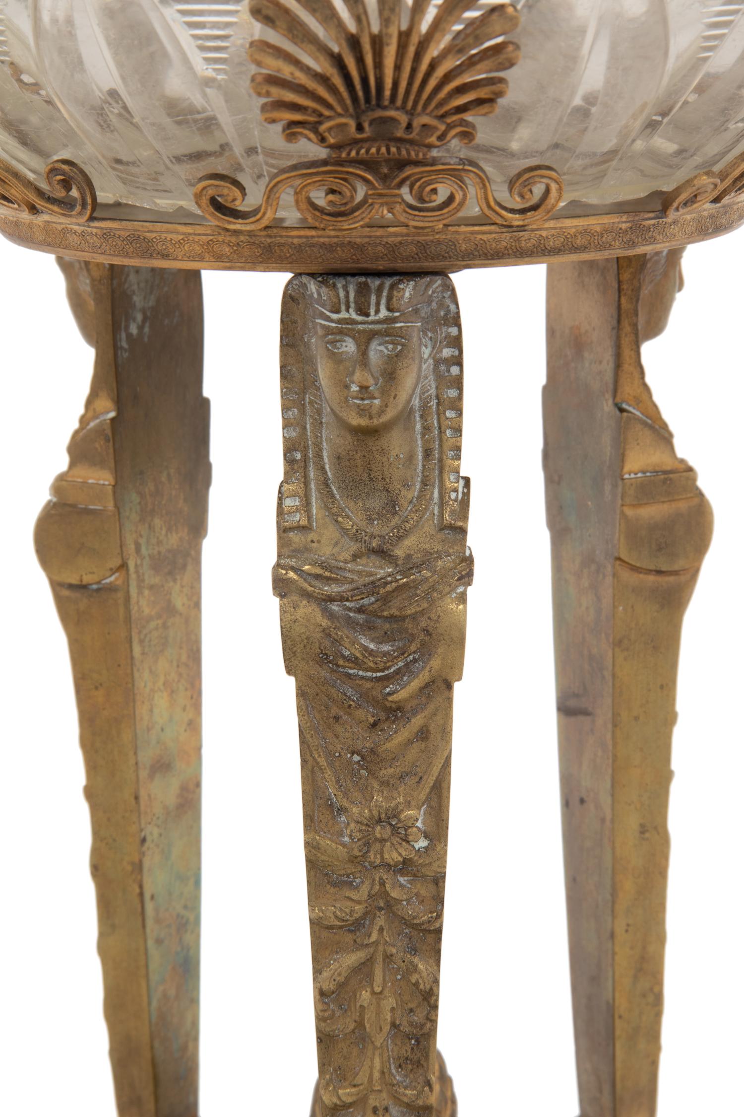 An Empire Style Gilt Bronze and Cut Glass Centerpiece Bowl