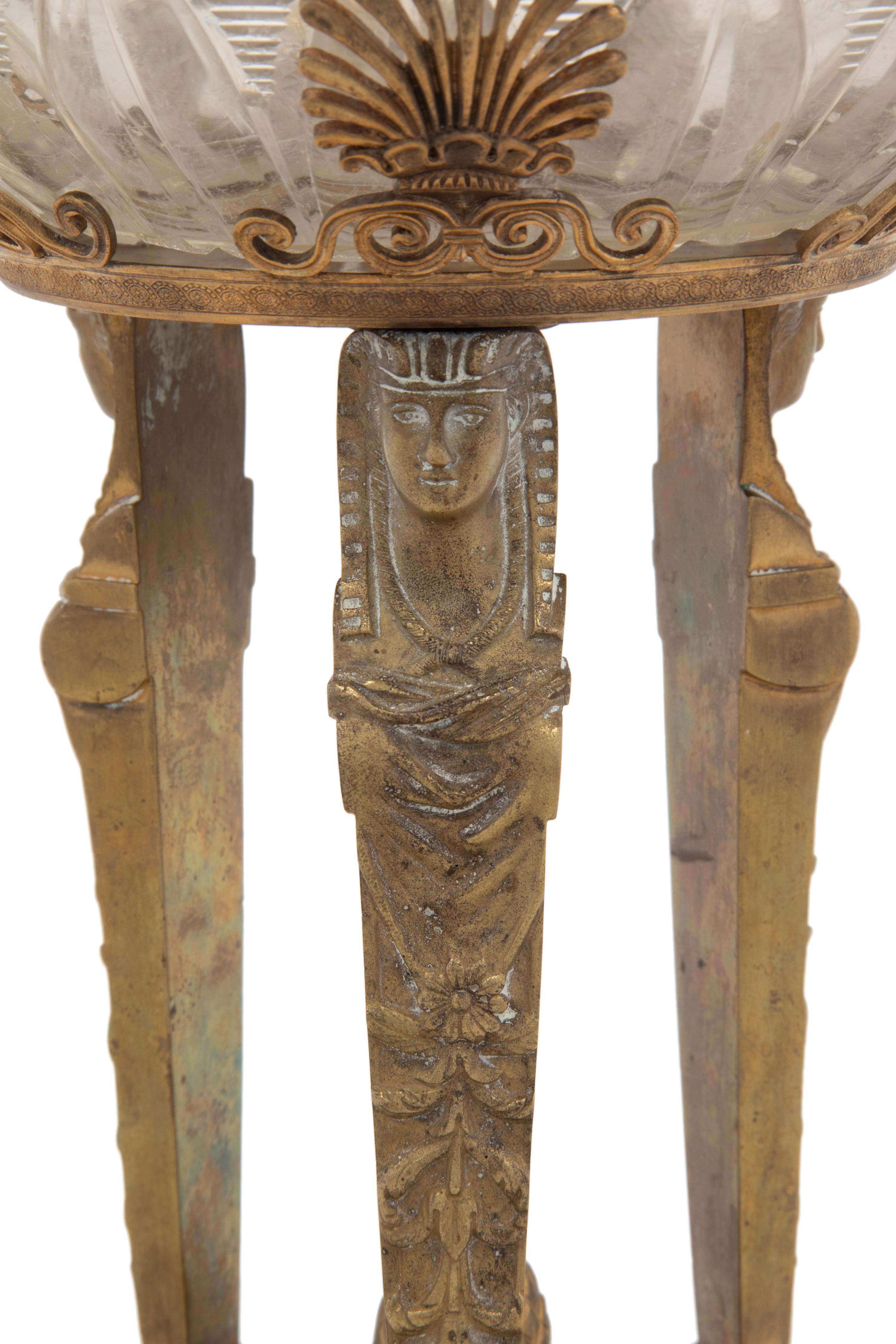An Empire Style Gilt Bronze and Cut Glass Centerpiece Bowl