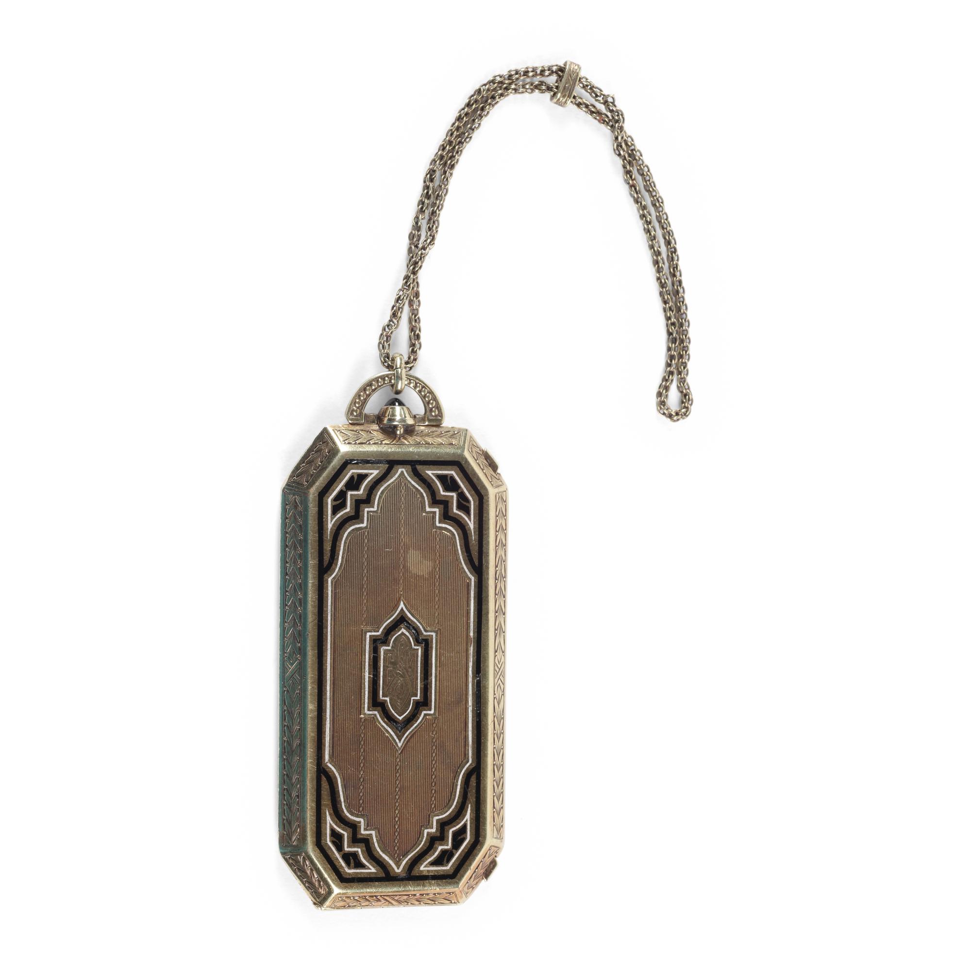 An Art Deco 14-Karat Gold and Enamel Compact