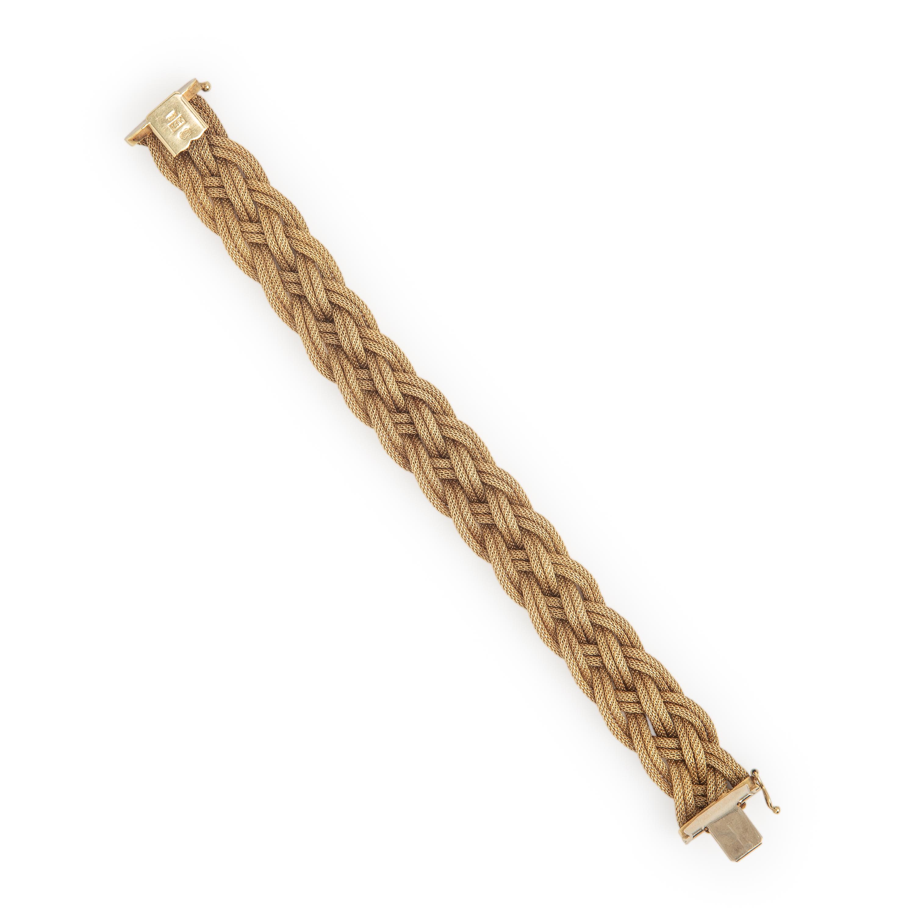 Yellow Gold Braided Mesh Bracelet