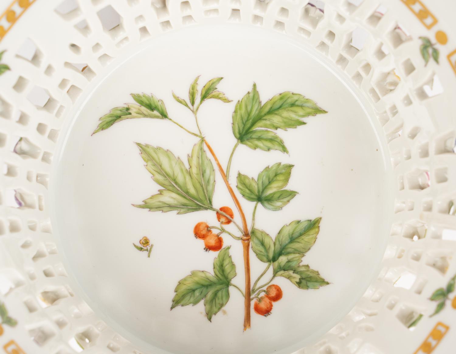 A Royal Copenhagen Flora Danica Porcelain Reticulated Bowl