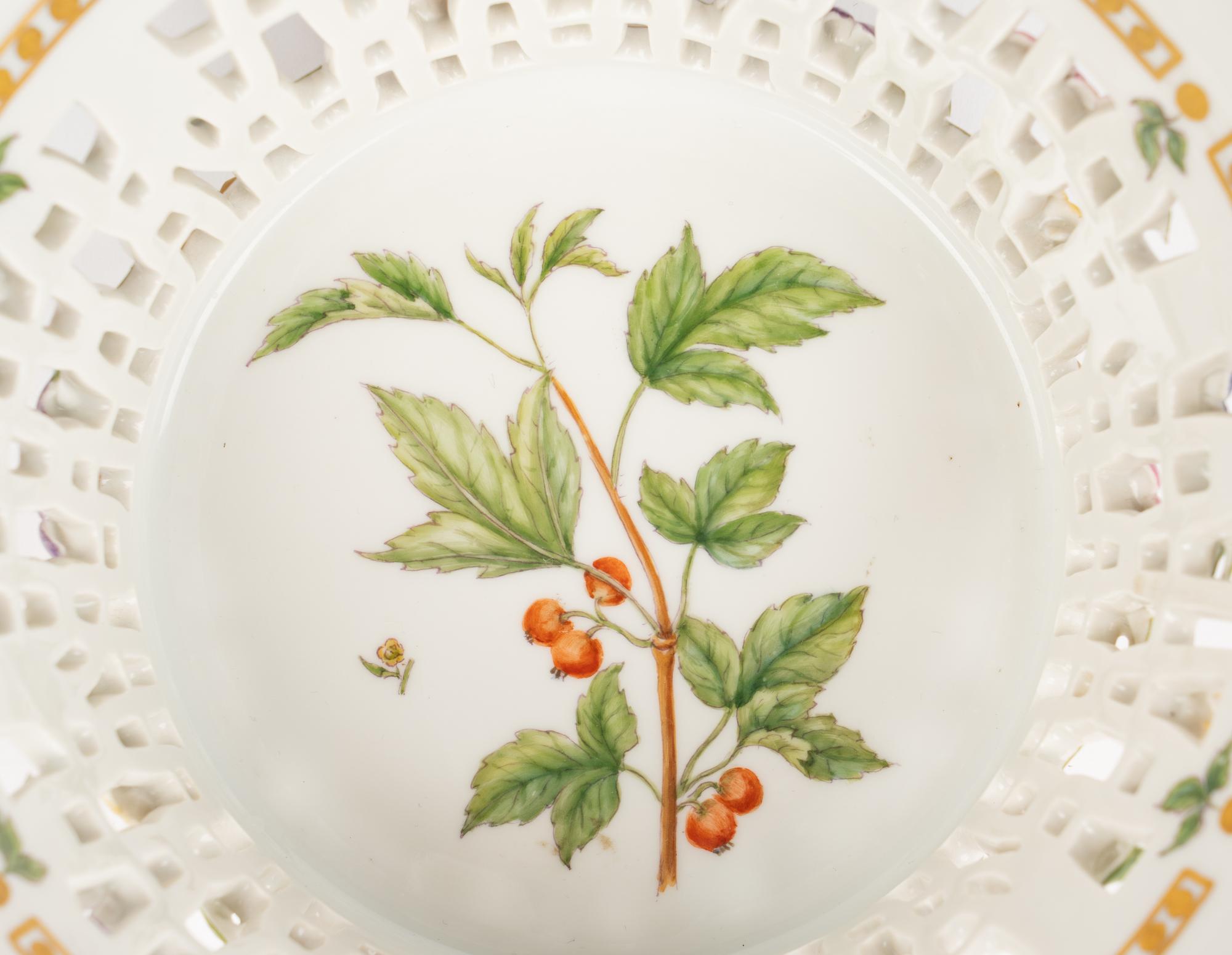 A Royal Copenhagen Flora Danica Porcelain Reticulated Bowl