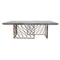 A Stone and Wrought Iron Table 98" W x 47" D x 31.5" H — Italy, 17th Century and Later