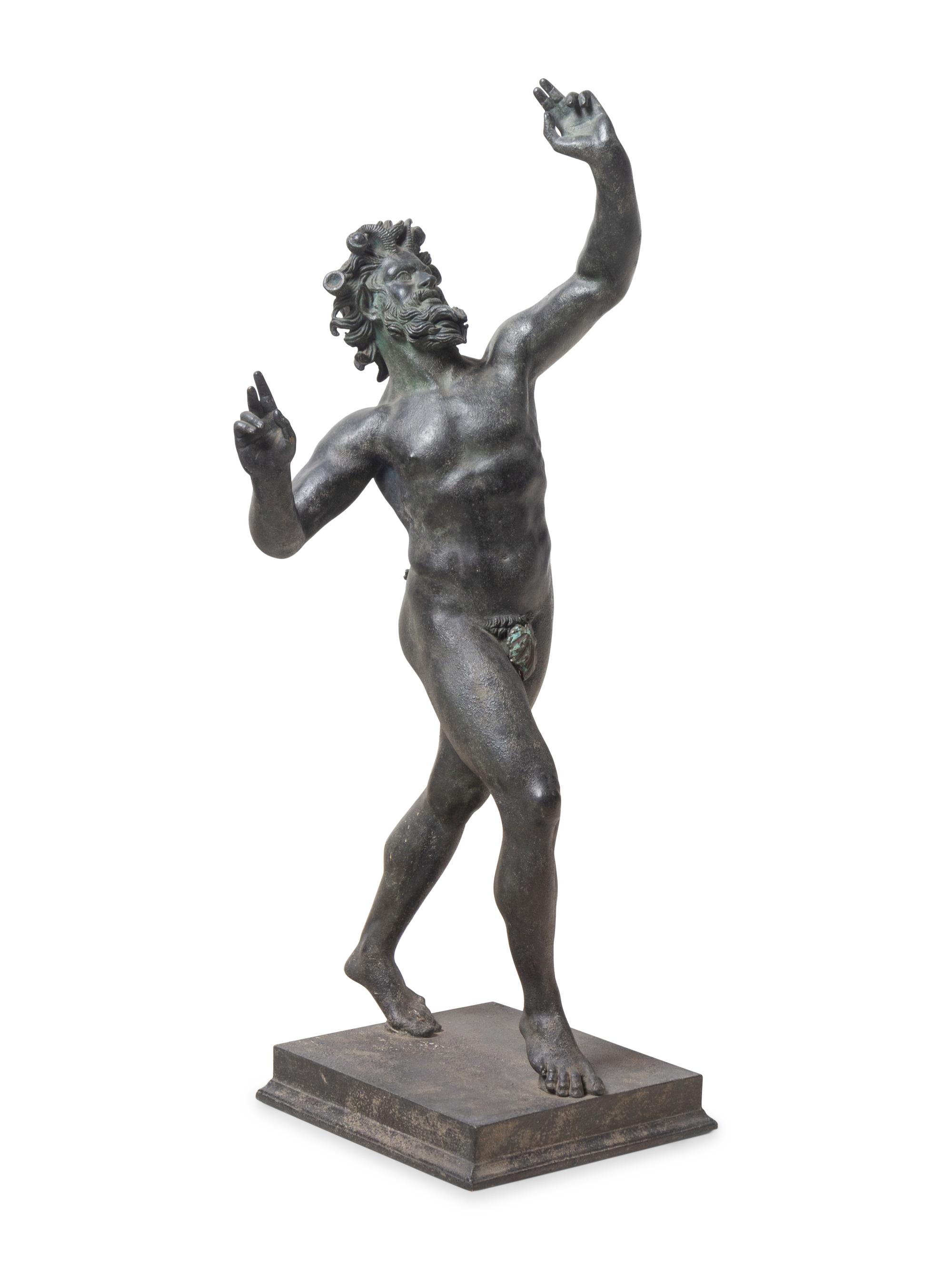 An Italian Grand Tour Bronze of the Dancing Faun of Pompeii