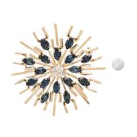 Sapphire, Diamond, and Yellow Gold Pendant Brooch, with a Loose Opal