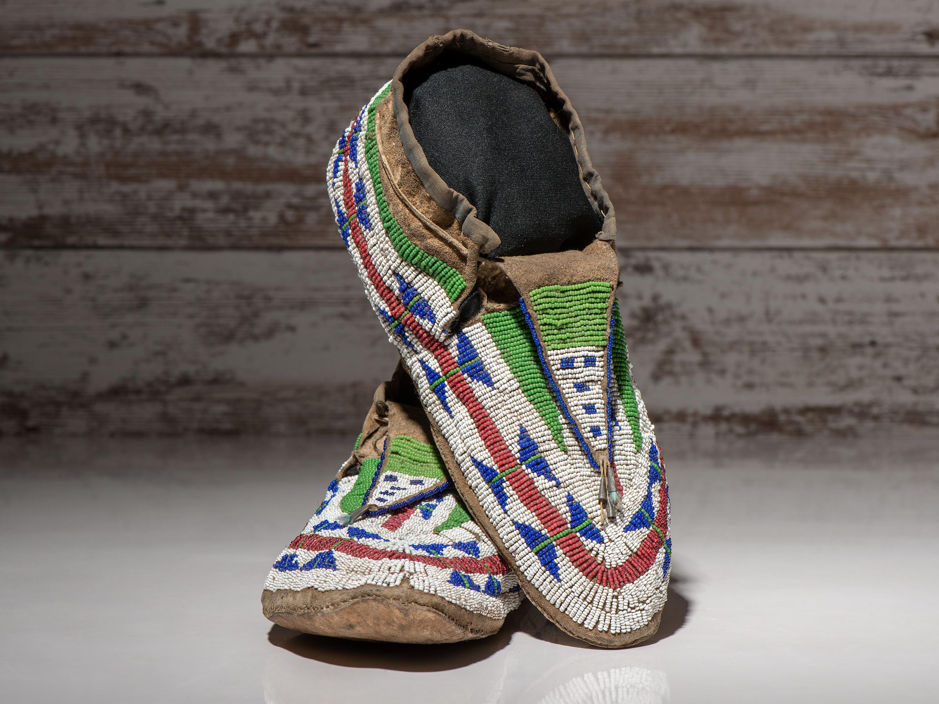 Sioux Beaded Buffalo Hide Moccasins