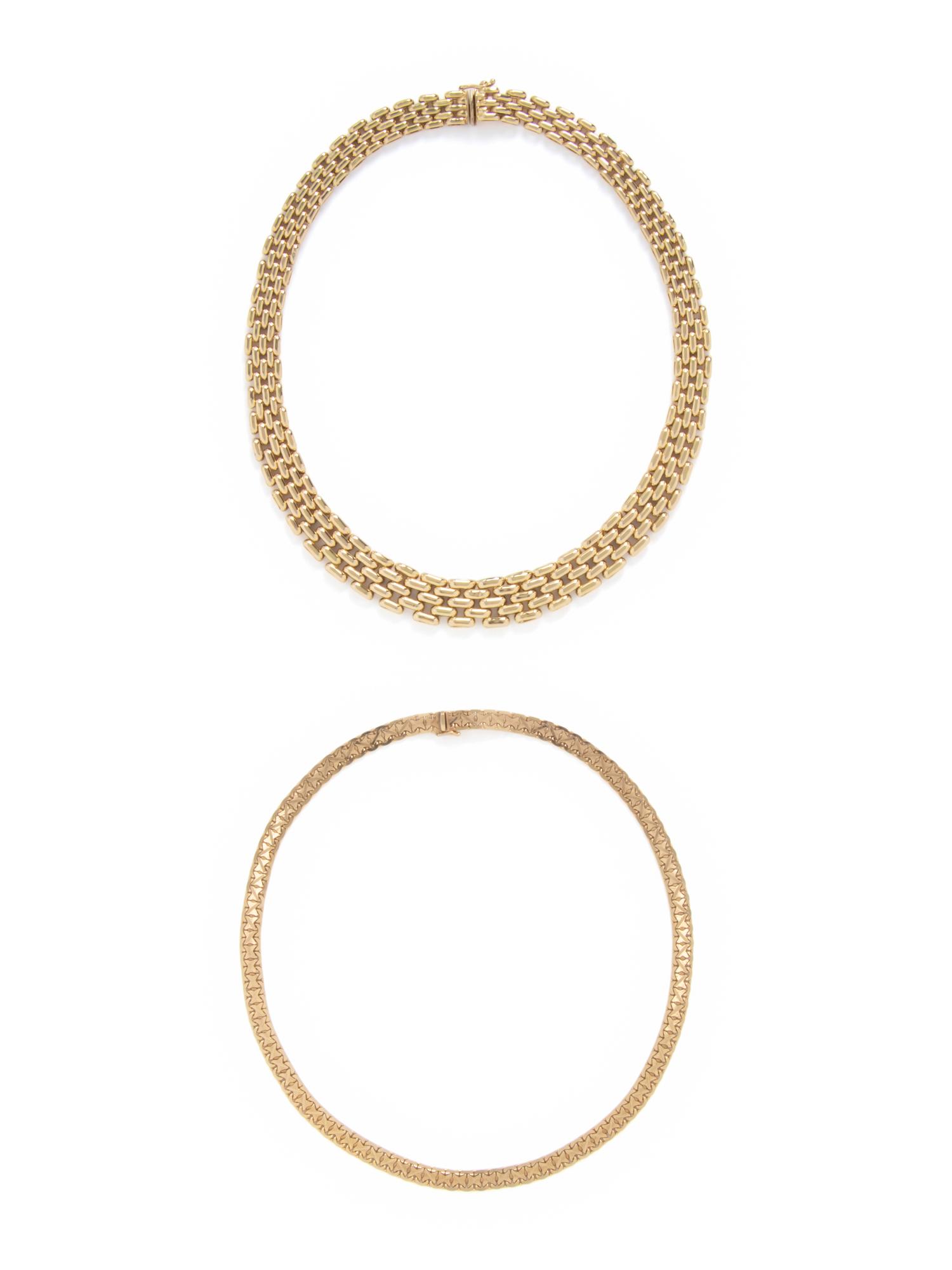 TWO YELLOW GOLD NECKLACES