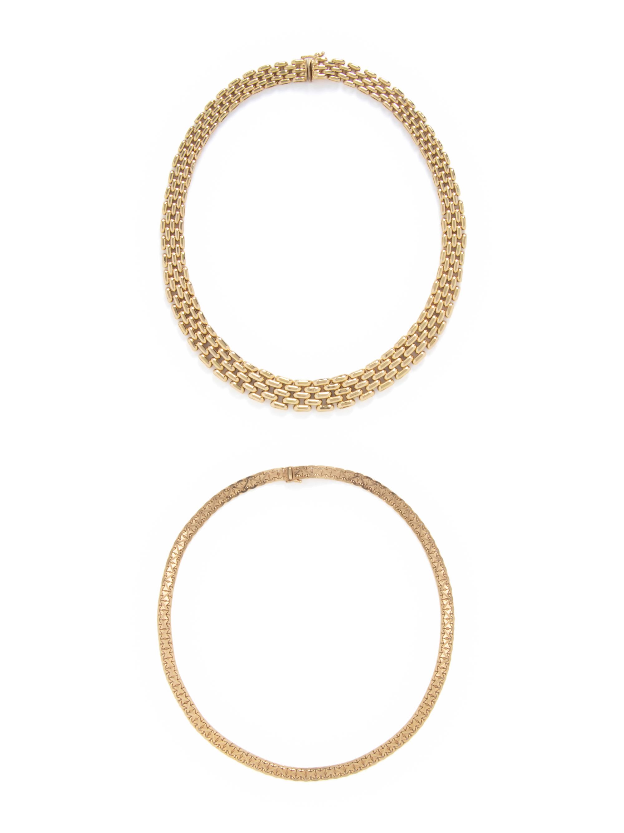 TWO YELLOW GOLD NECKLACES
