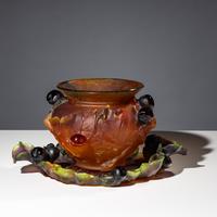 Pâte-De-Verre Les Figues (Figs) vase and tray