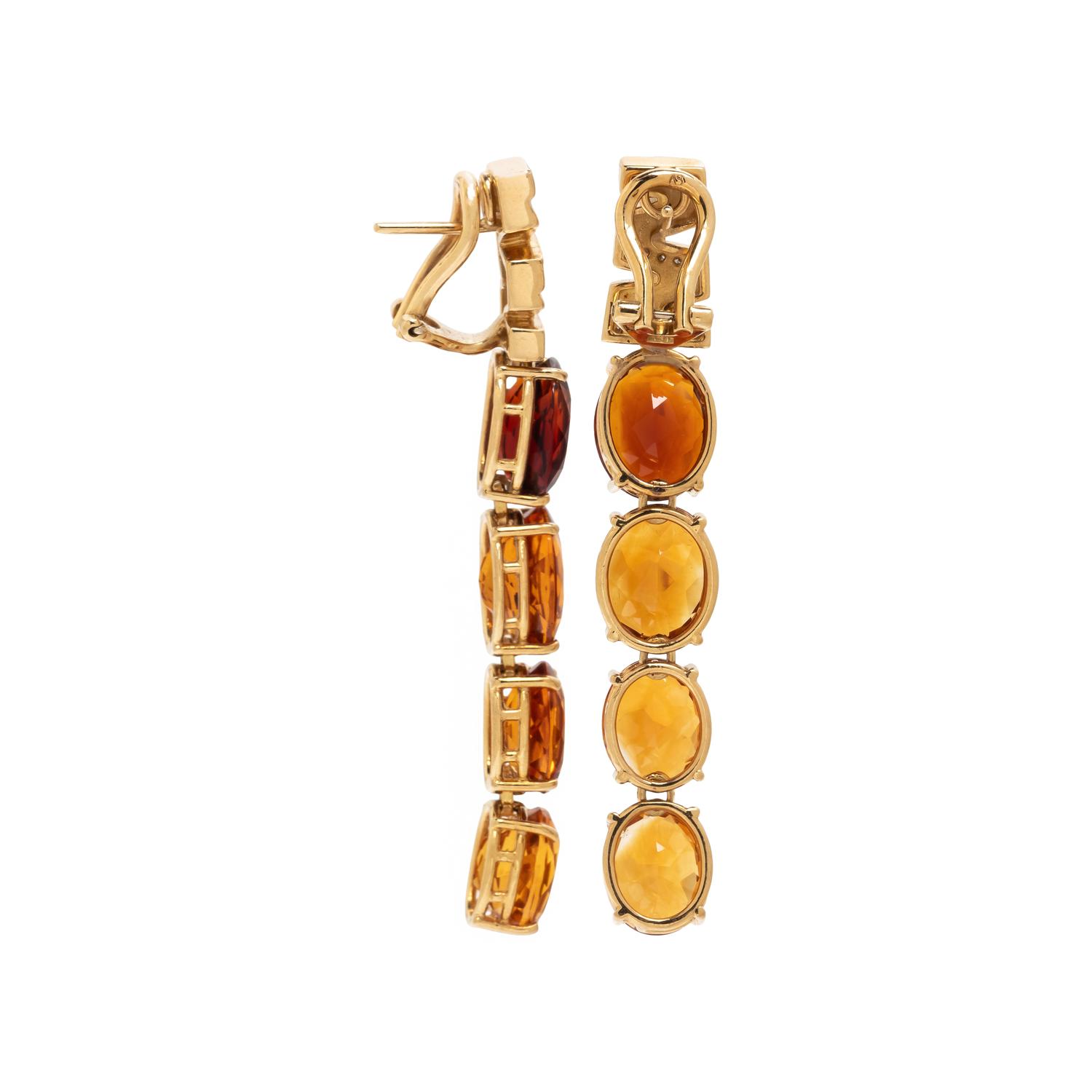 CITRINE AND DIAMOND PENDANT EARRINGS