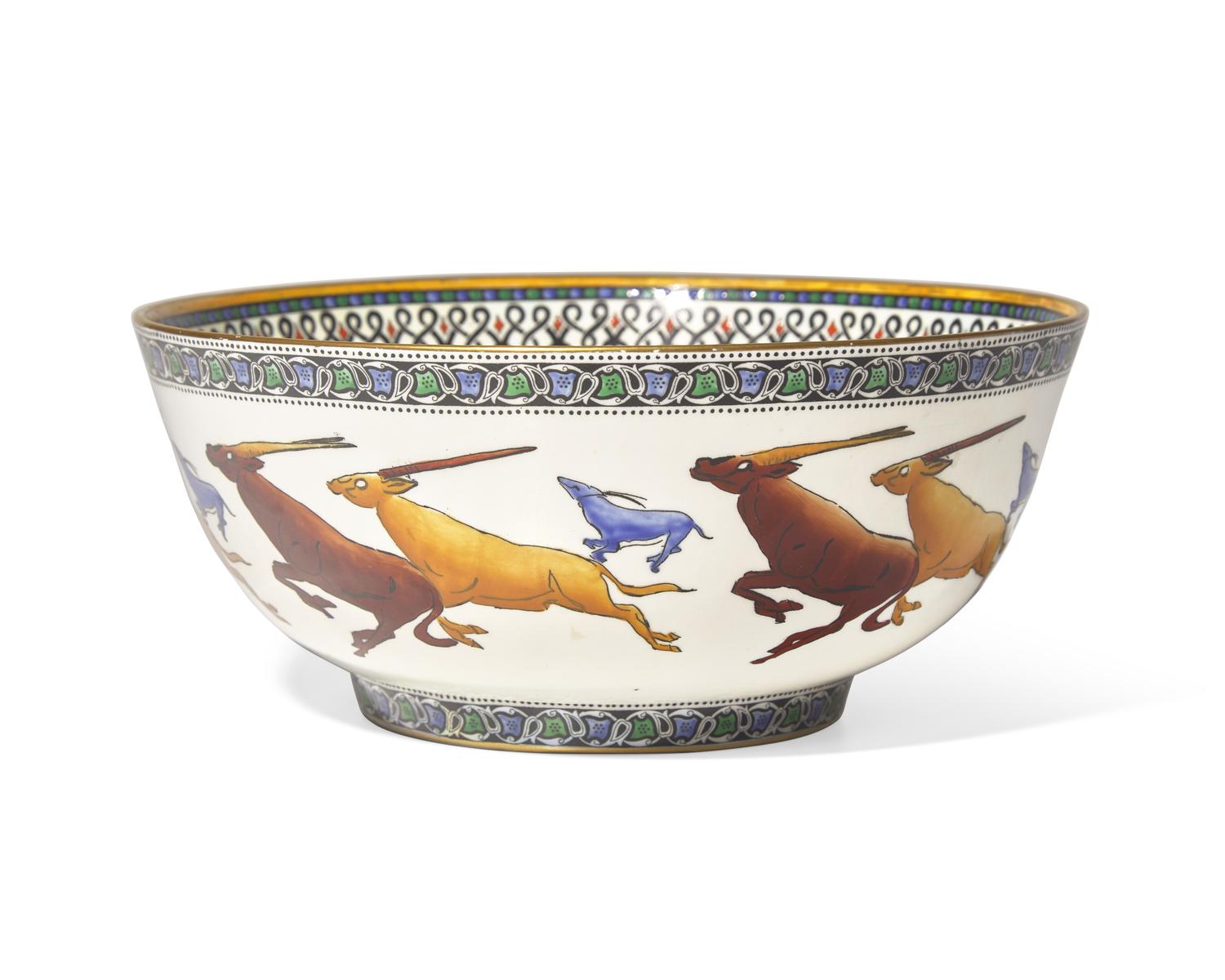 A Wedgwood Lustreware 'Leaping Chamois' Bowl