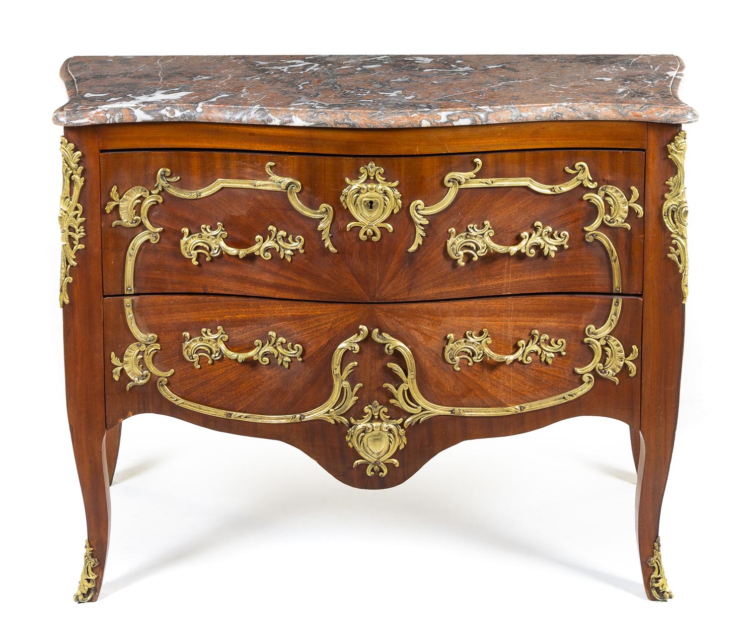 A Louis XV Style Gilt Metal Mounted Commode Height 35 x width 41 x depth 20 1/2 inches. — EARLY 20TH CENTURY
