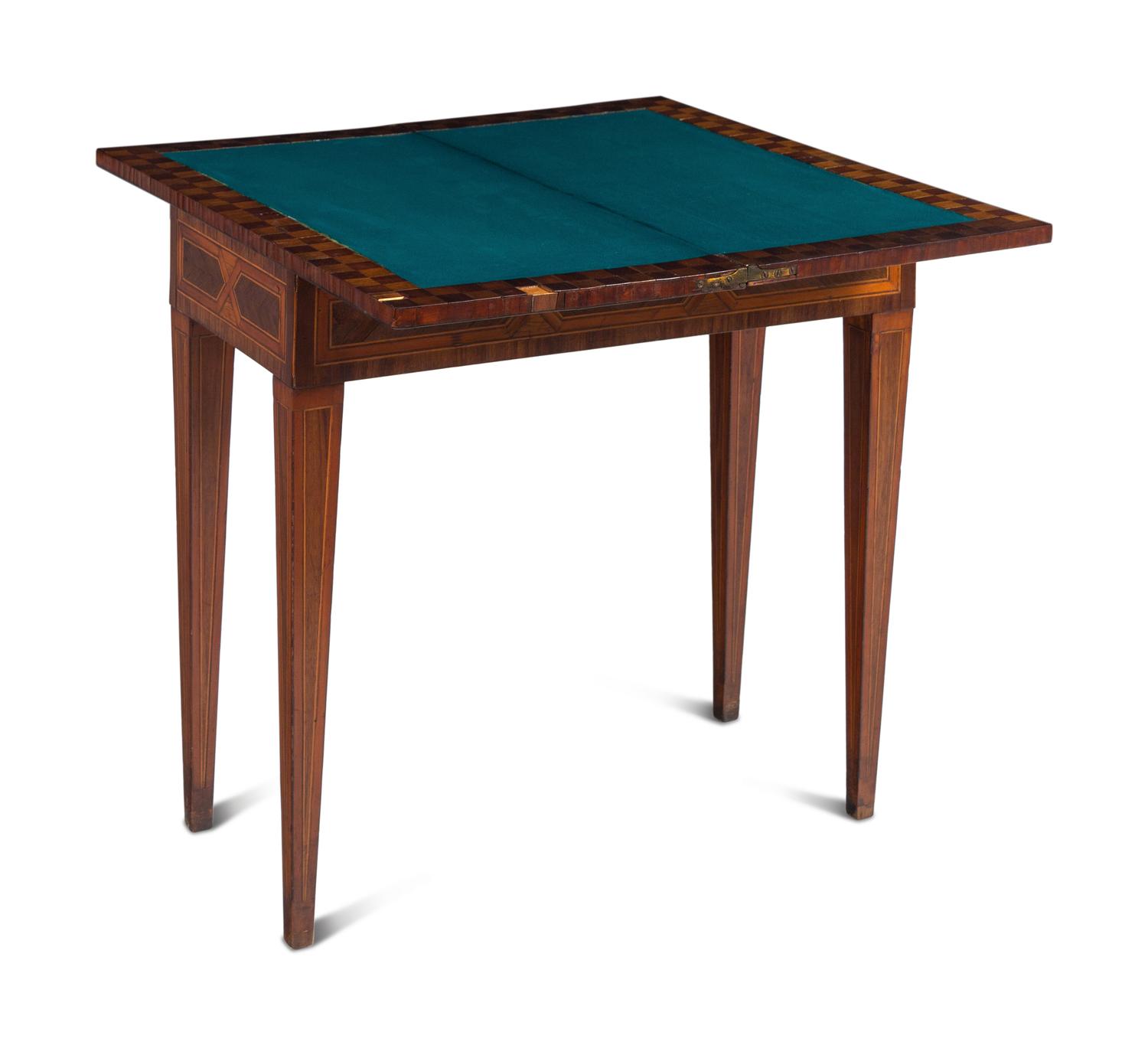 A Continental Marquetry and Parquetry Flip-Top Game Table