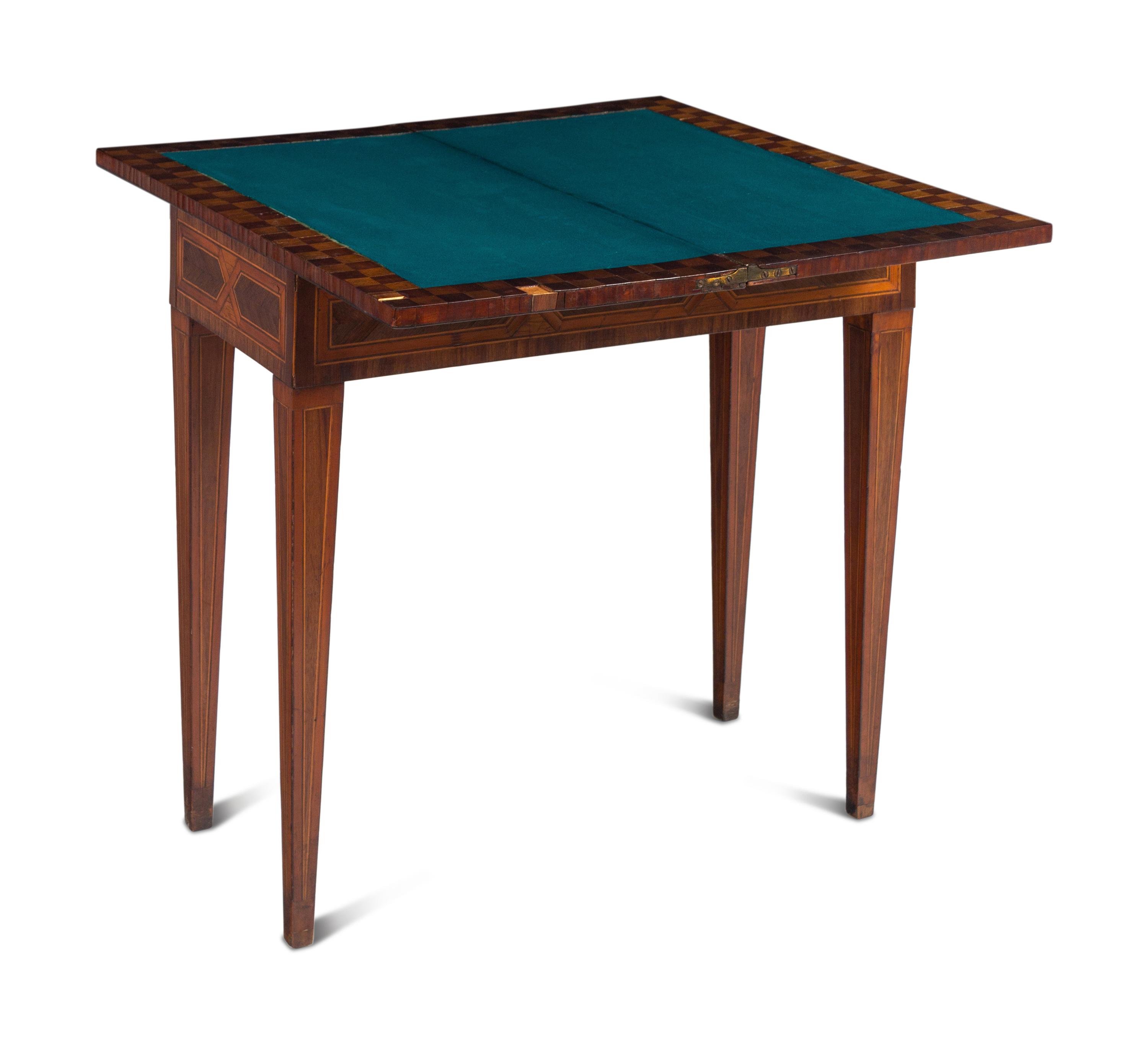 A Continental Marquetry and Parquetry Flip-Top Game Table