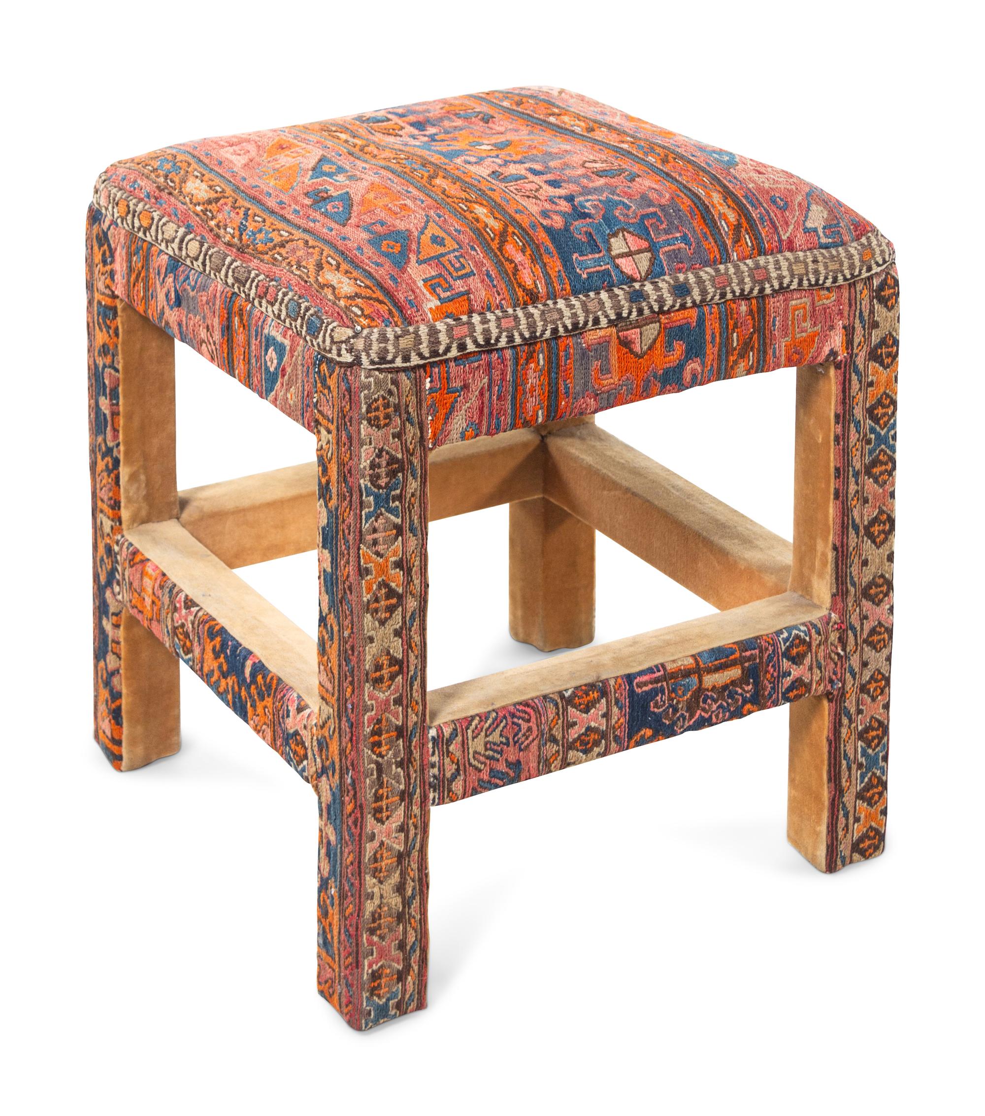 A Soumak Upholstered Foot Stool