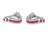A Pair of White Gold, Ruby and Diamond Stirrup Cufflinks,