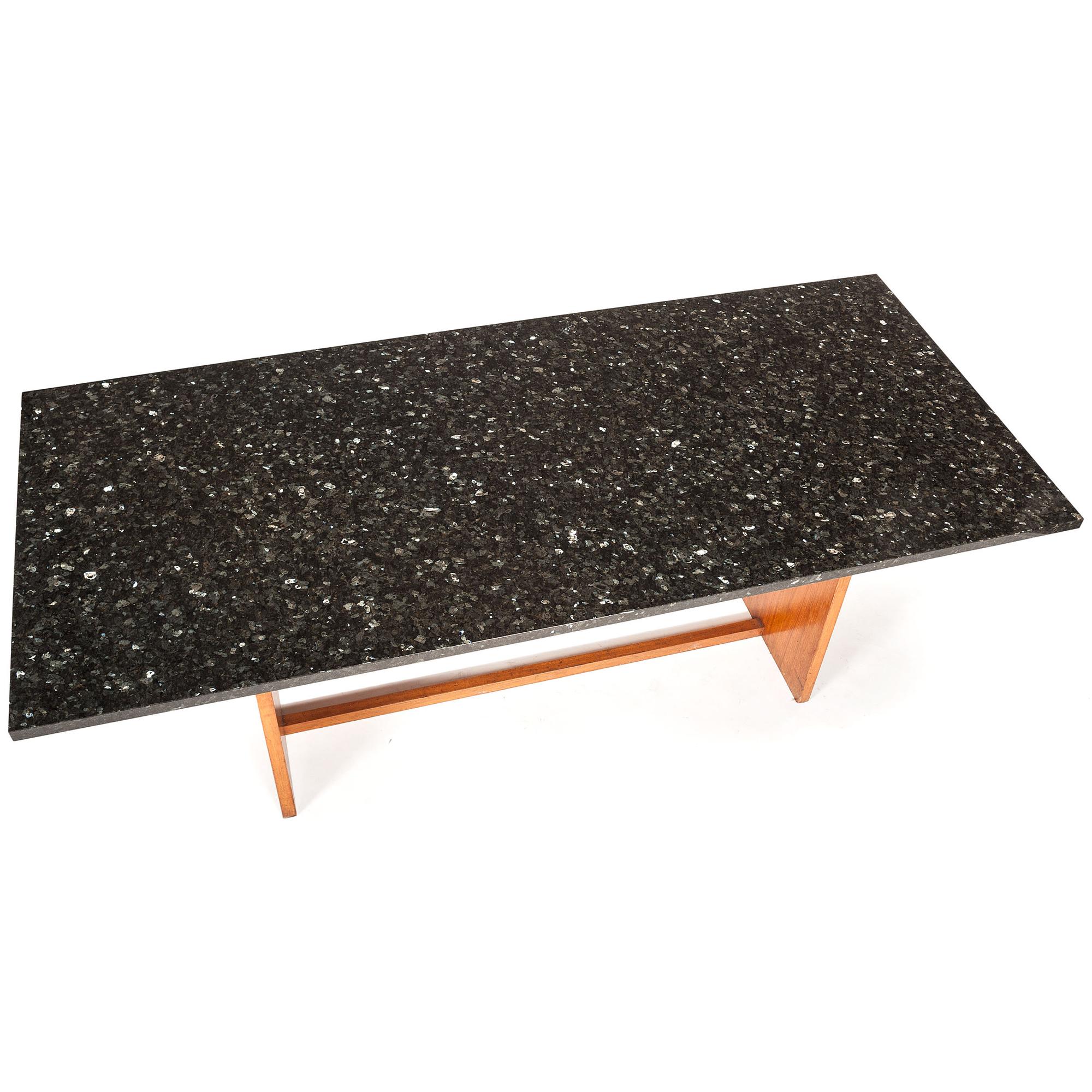 A Craftsman Style Walnut and Granite Top Table