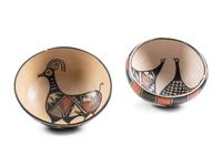 Polychrome Pottery Bowls, with Animals