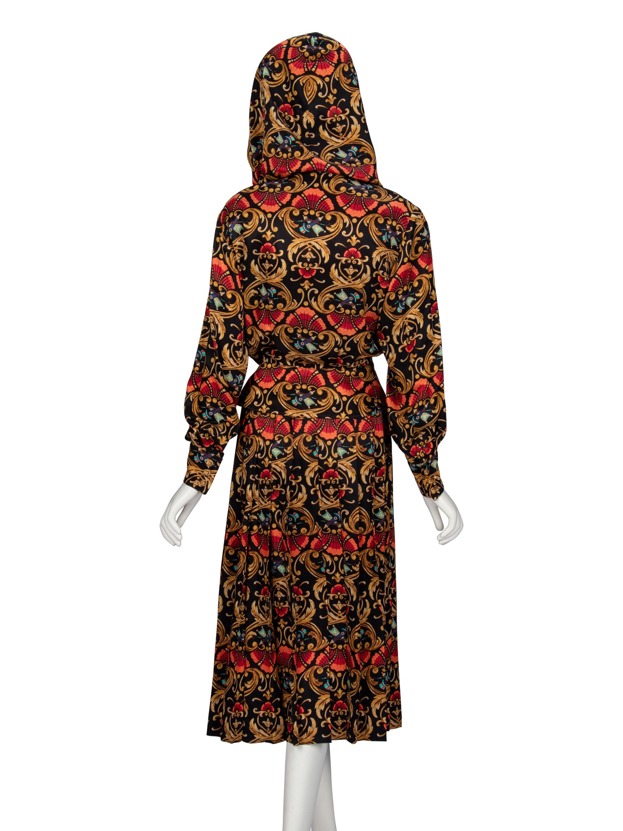 Hermès, Printed Silk Twill Skirt Ensemble