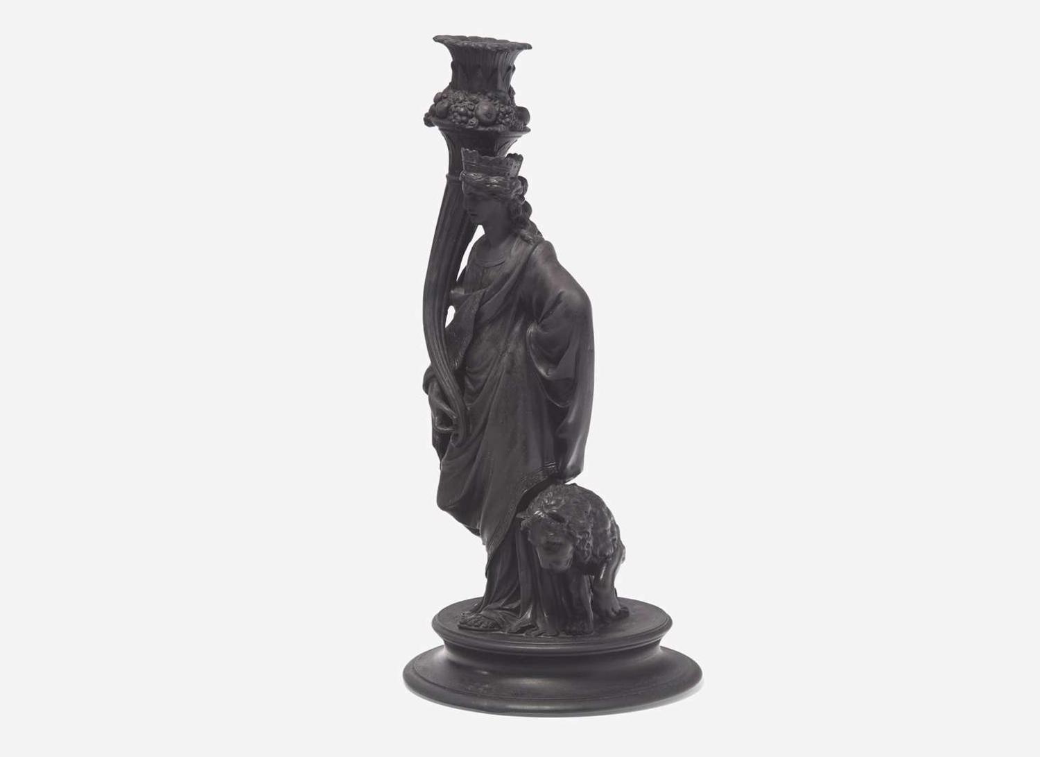 A Wedgwood Black Basalt Figural Candlestick, UK, early 19th century