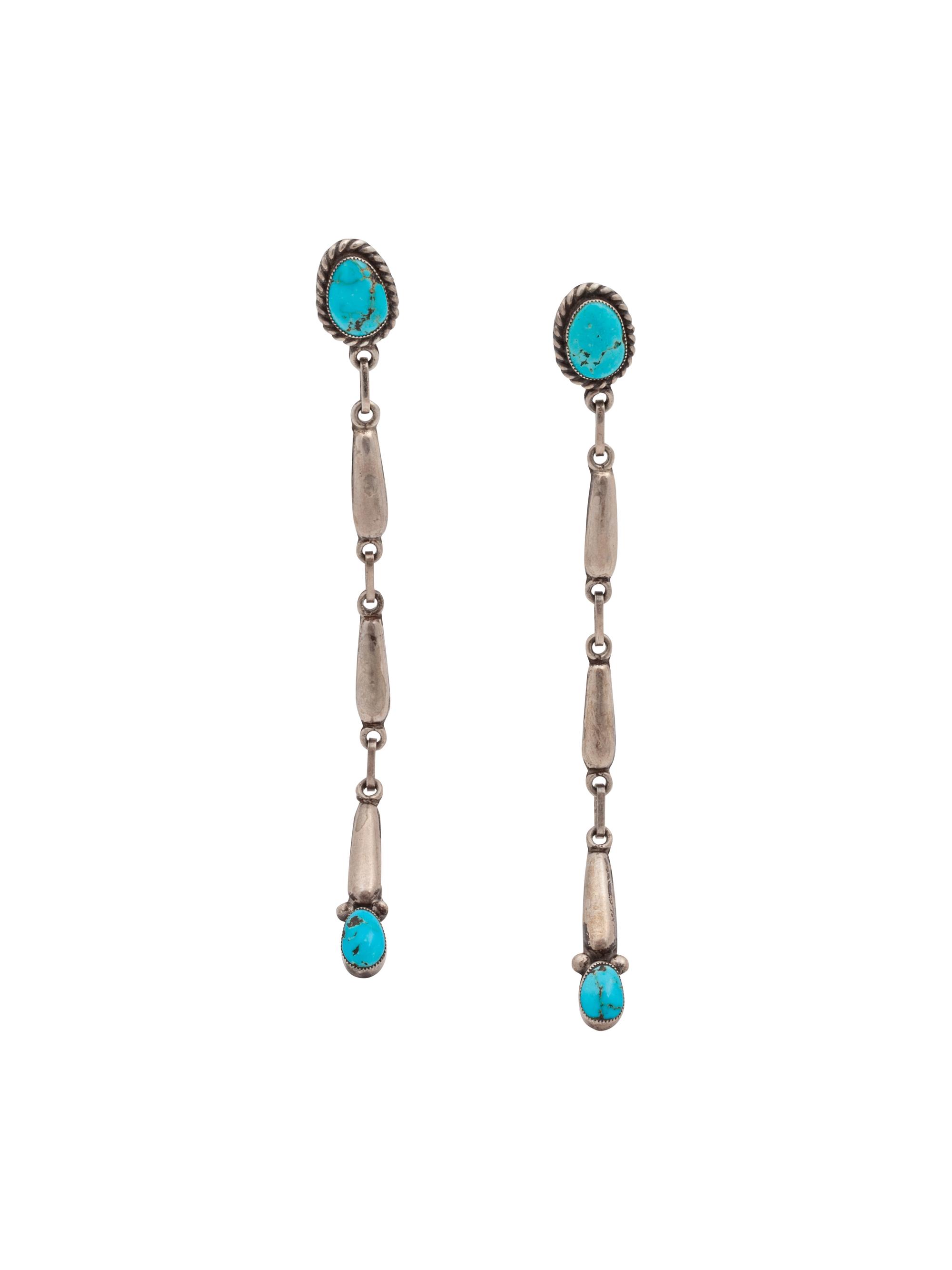 Silver and Turquoise Pendant Necklace AND Earrings