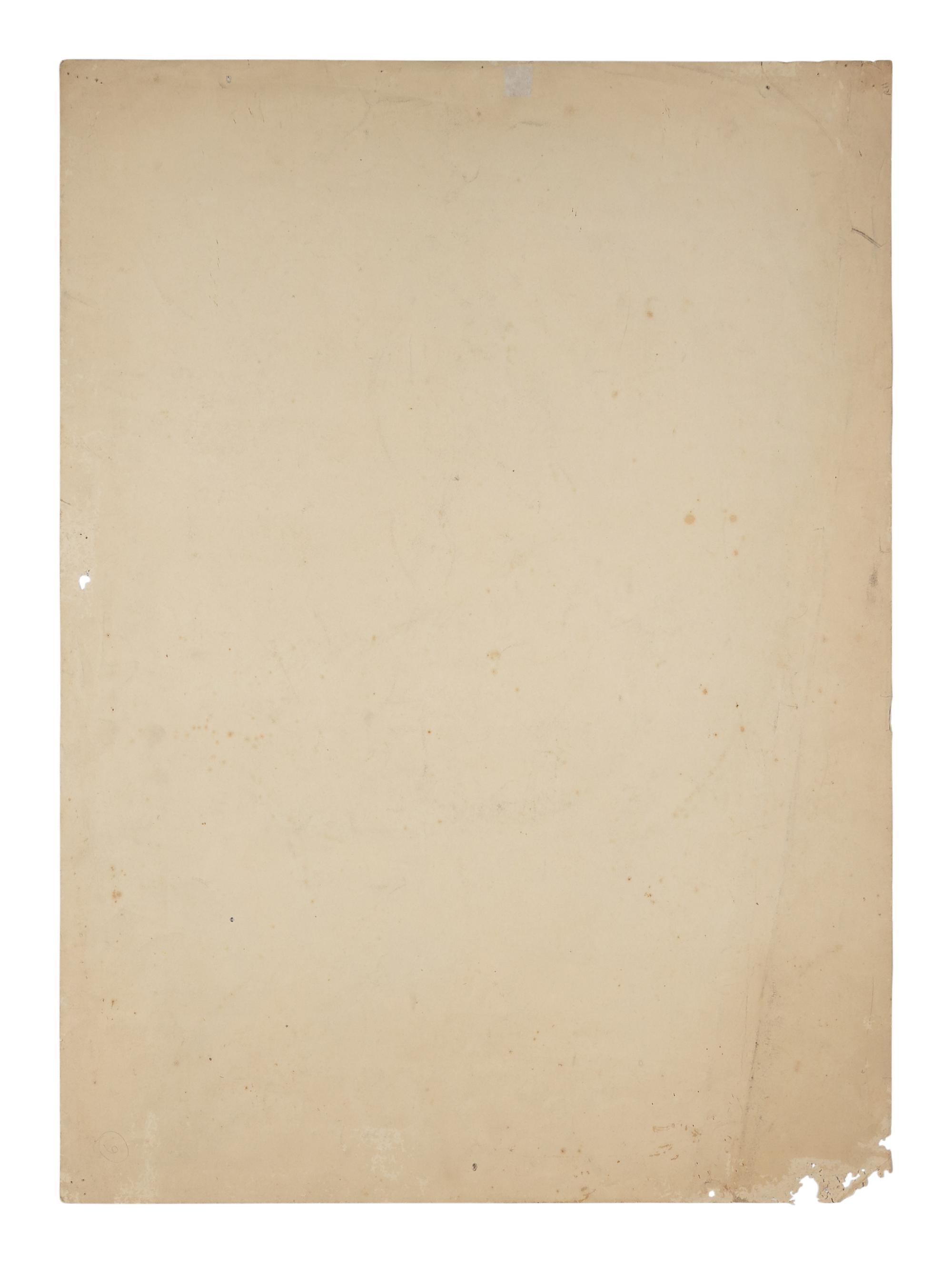 Male Nude (Back View of a Man Resting Against a Bed)
