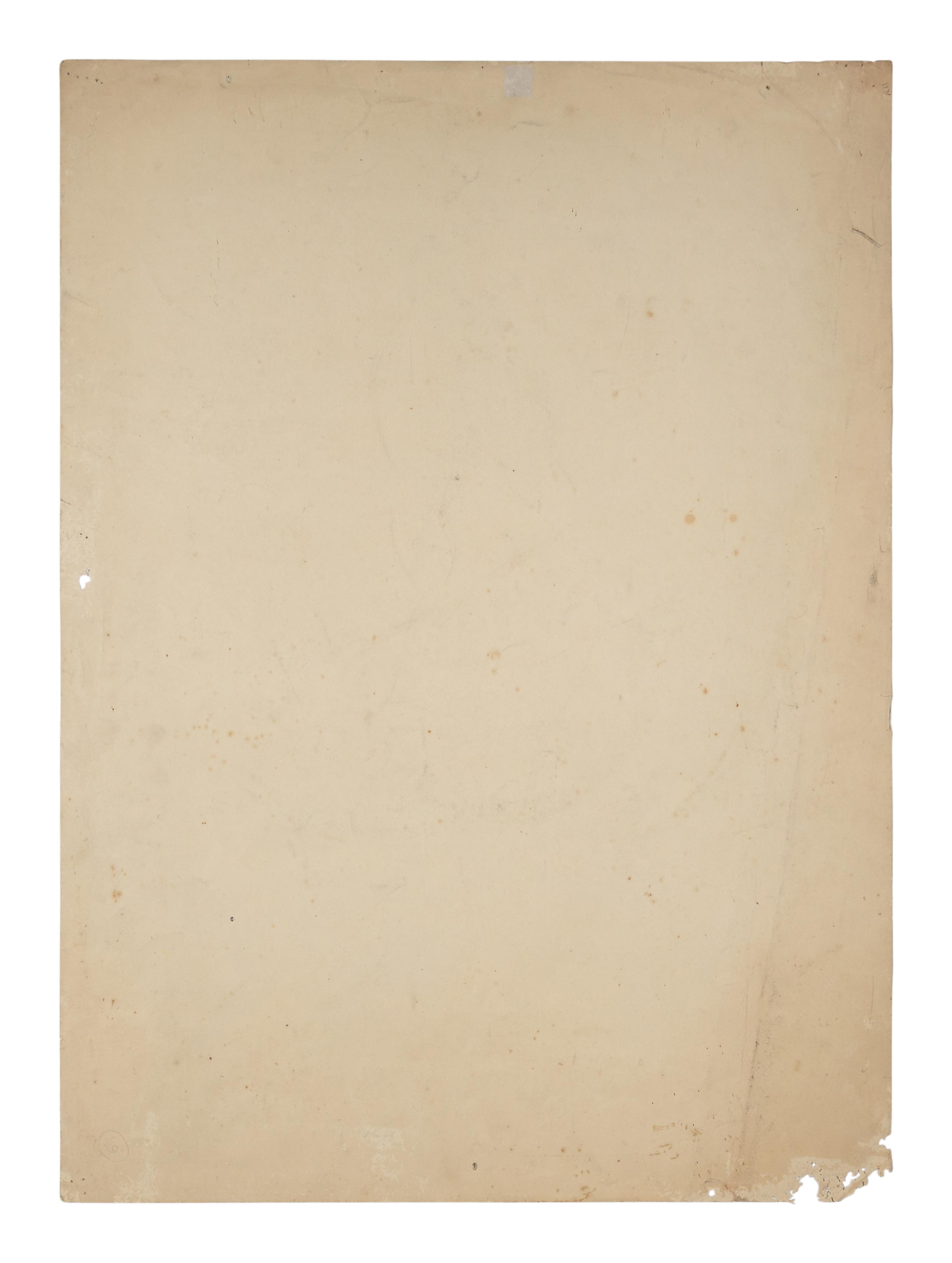 Male Nude (Back View of a Man Resting Against a Bed)