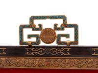 A Chinese Hardstone Inlaid Wall Panel with Cloisonné Handle
