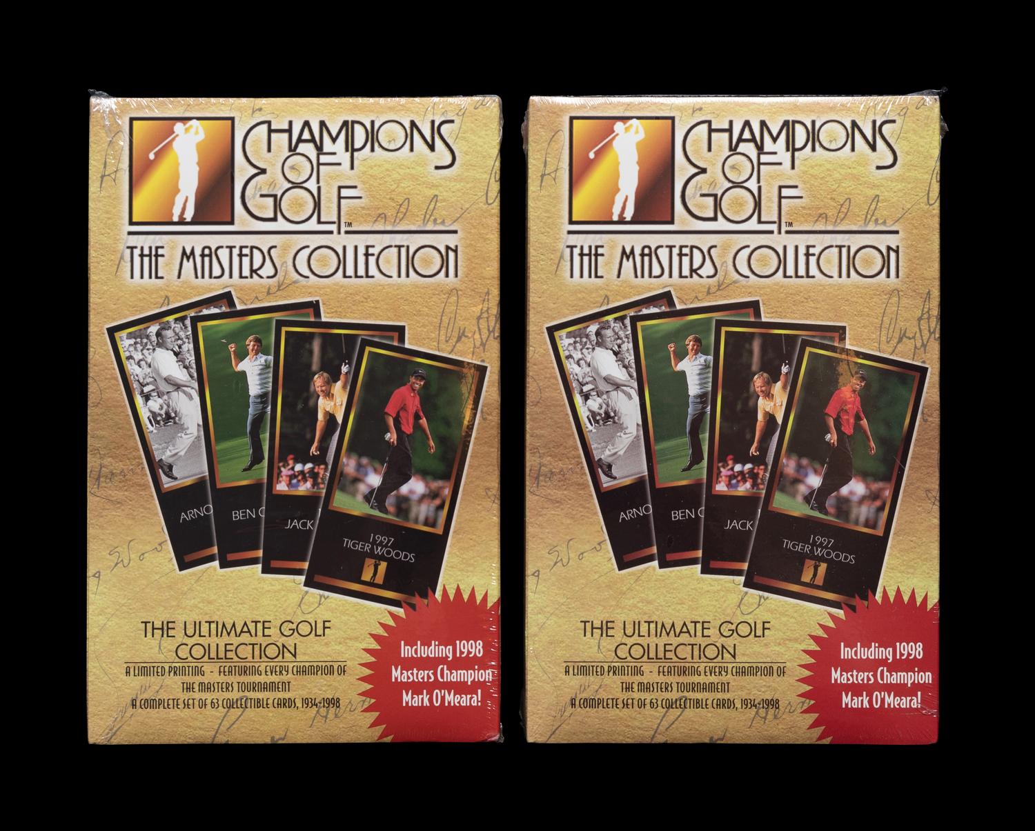 A Group of Two 1998 Champions of Golf Unopened Masters Golf Card Sets Featuring Tiger Woods Rookie Cards,