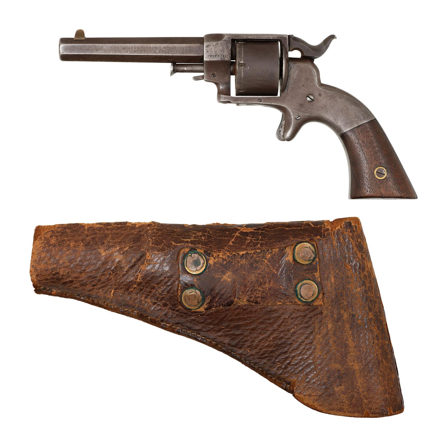 Allen & Wheelock Sidehammer Pocket Revolver with Holster Identified to Lt. F.A. Cummings - 1st Maine Heavy Artillery