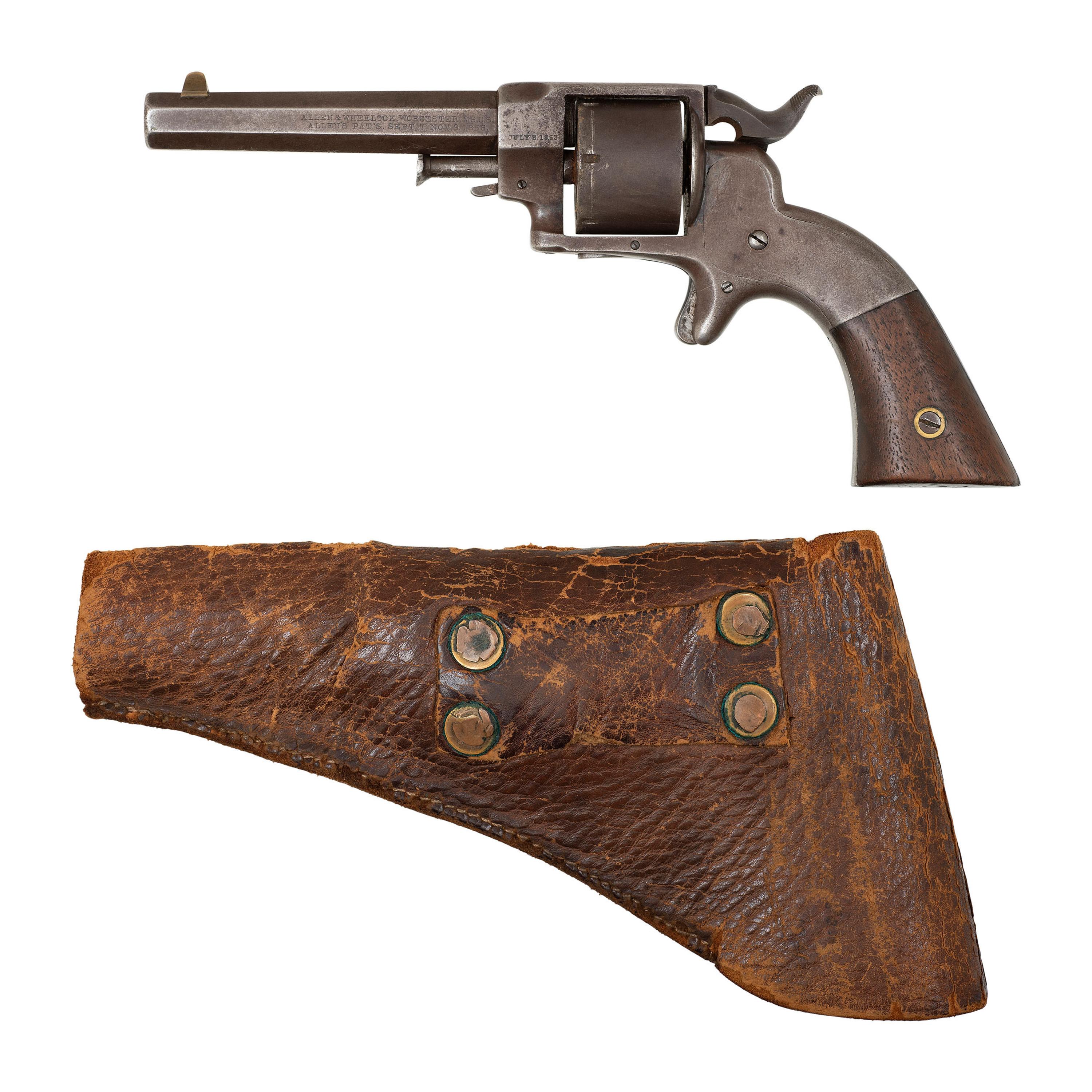 Allen & Wheelock Sidehammer Pocket Revolver with Holster Identified to Lt. F.A. Cummings - 1st Maine Heavy Artillery