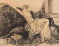 Louis Icart, (French, 1888-1950) , Original Illustration of Paresse (Laziness)