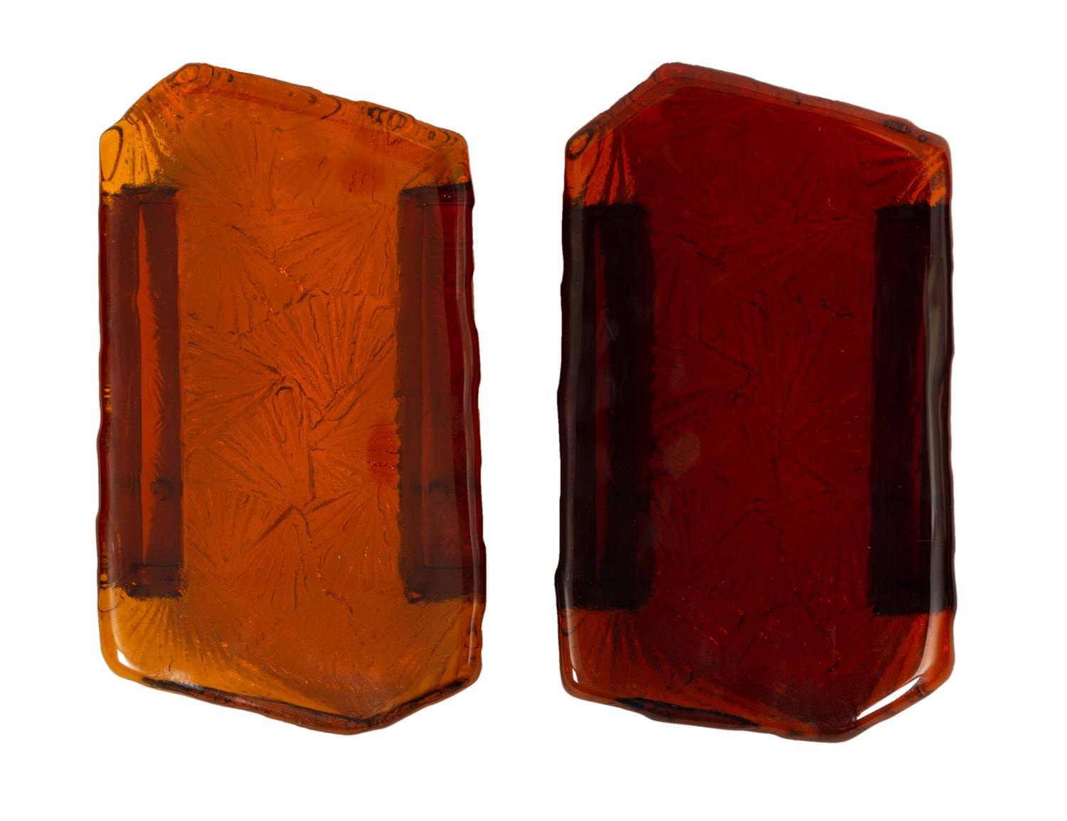A Pair of Molded Amber Glass Wall Sconces