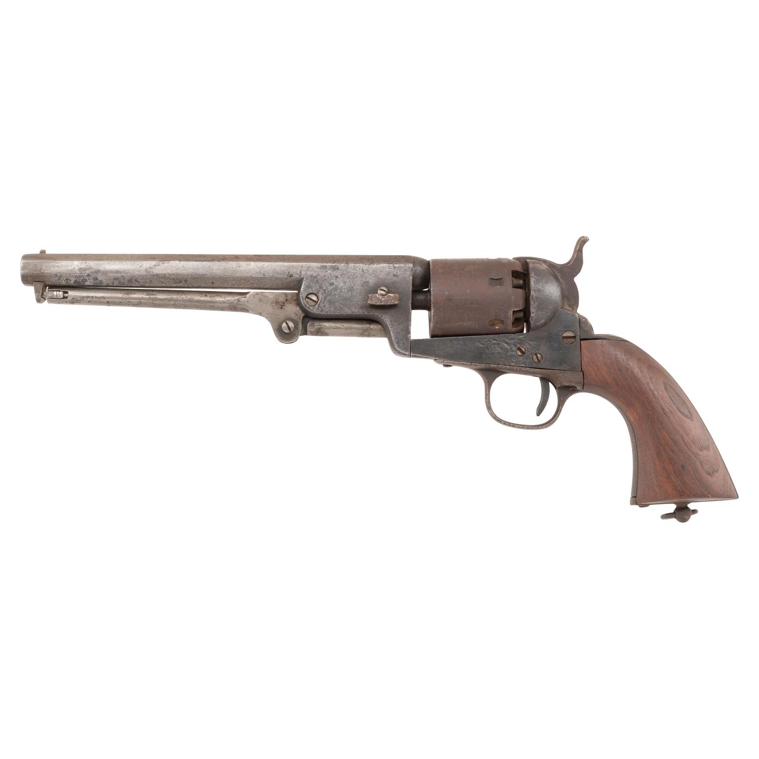 Belgian Brevet Colt Navy Revolver in Display Case with Period Holster, Belt & Cap Pouch