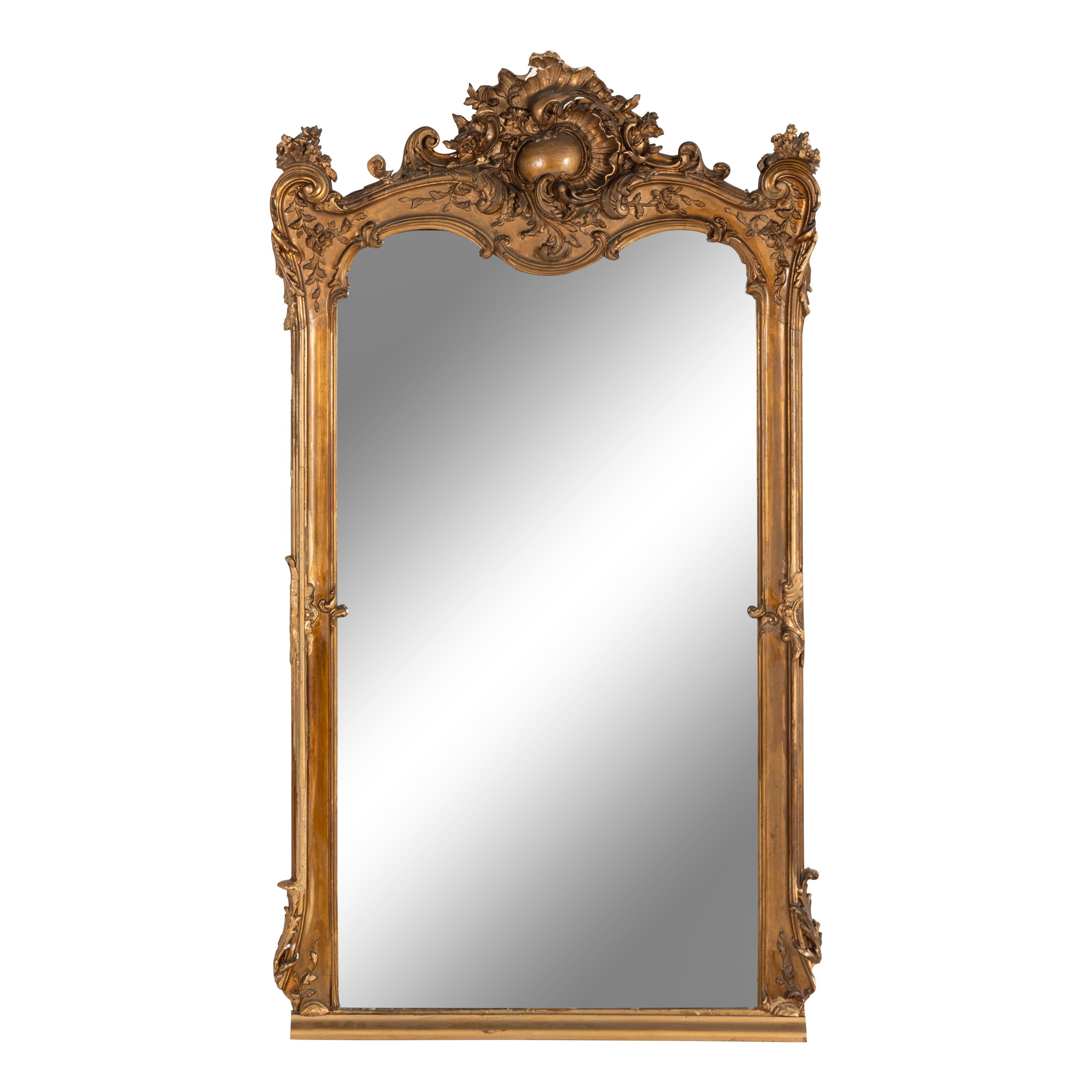 A Louis XV Style Giltwood Overmantel Mirror