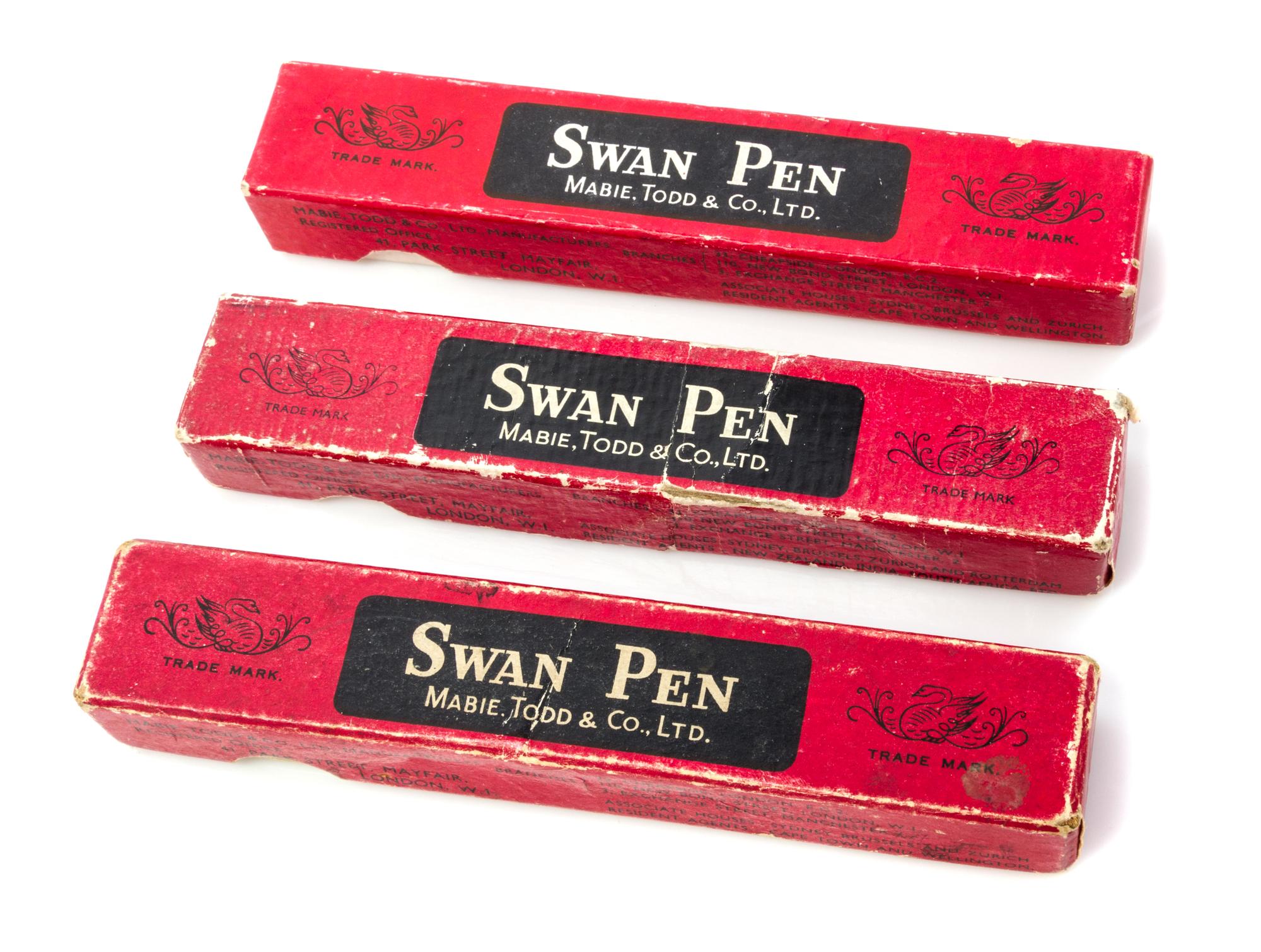 A Collection of Vintage Swan Fountain Pens Length of first 4 3/8.