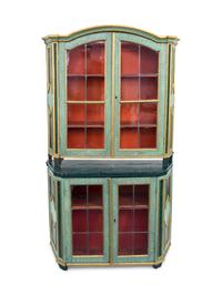 An Italian Painted and Parcel Gilt Two-Part Display Cabinet — 19TH CENTURY