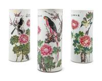 Three Chinese Famille Rose Porcelain Hat Stands