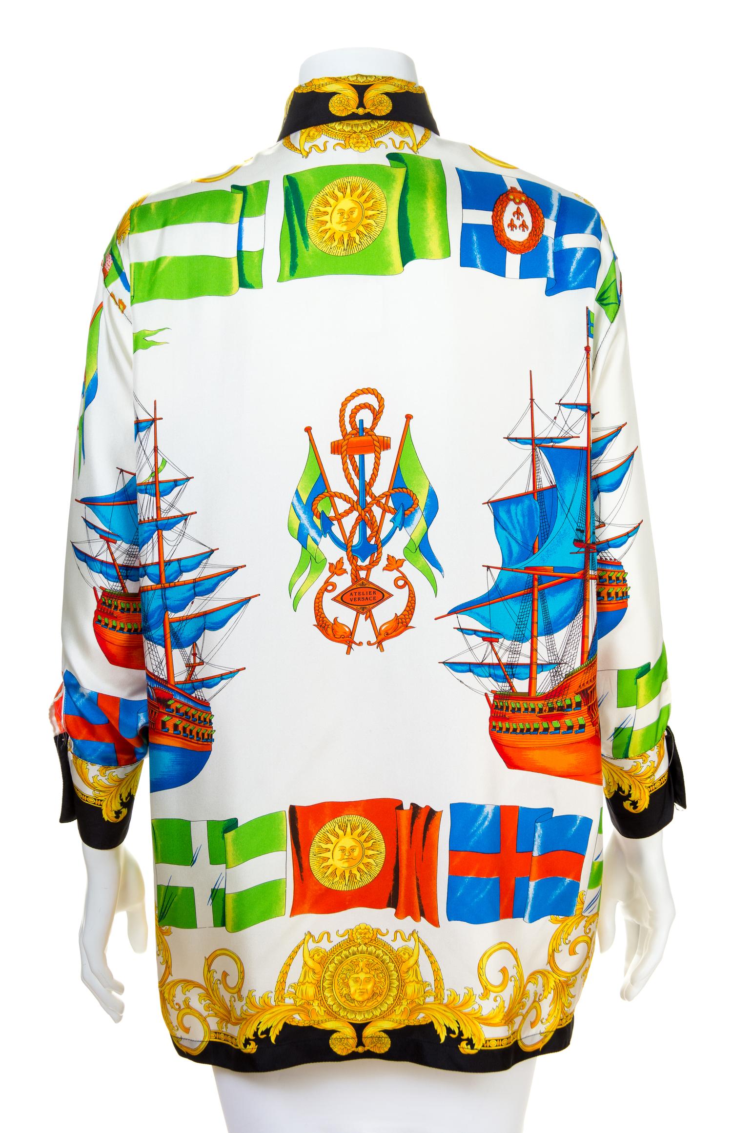 A Gianni Versace Silk Print Shirt, Size 40.