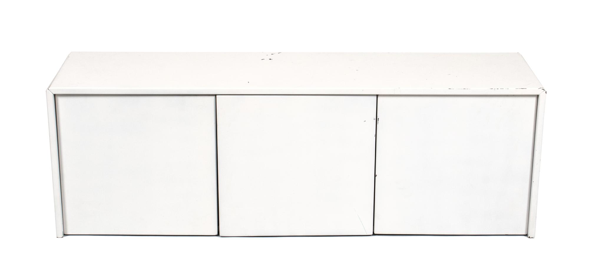 Two White Lacquered Wall Mount Cabinets Height of larger 18 x width 72 x depth 15 1/4 inches. — KNOLL, 20TH CENTURY