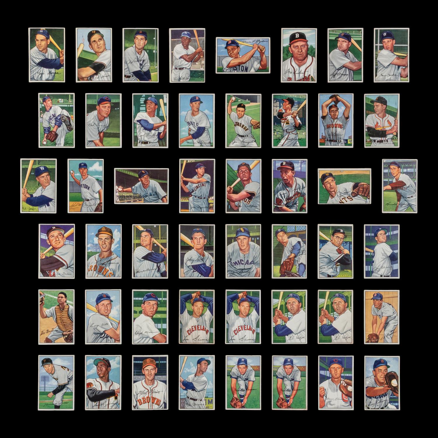 A Collection of 1952 Bowman Baseball Cards Including Multiple Hall of Famers (89)