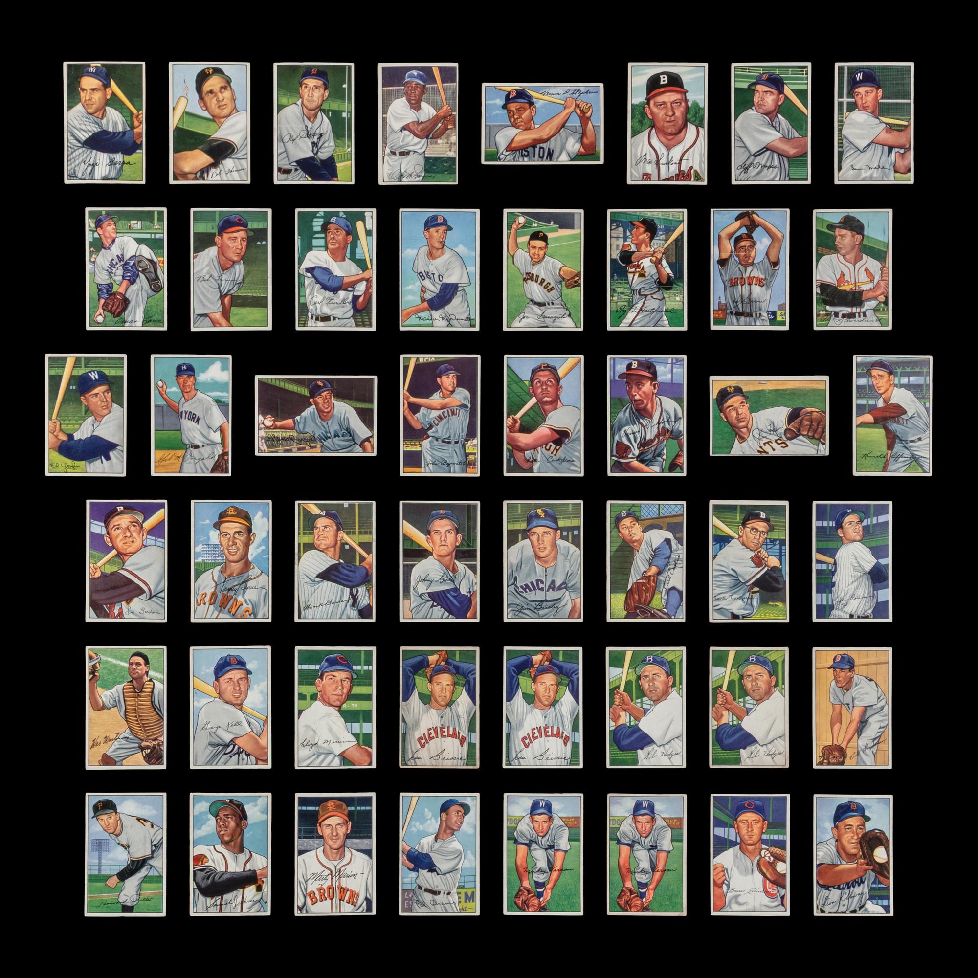 A Collection of 1952 Bowman Baseball Cards Including Multiple Hall of Famers (89)