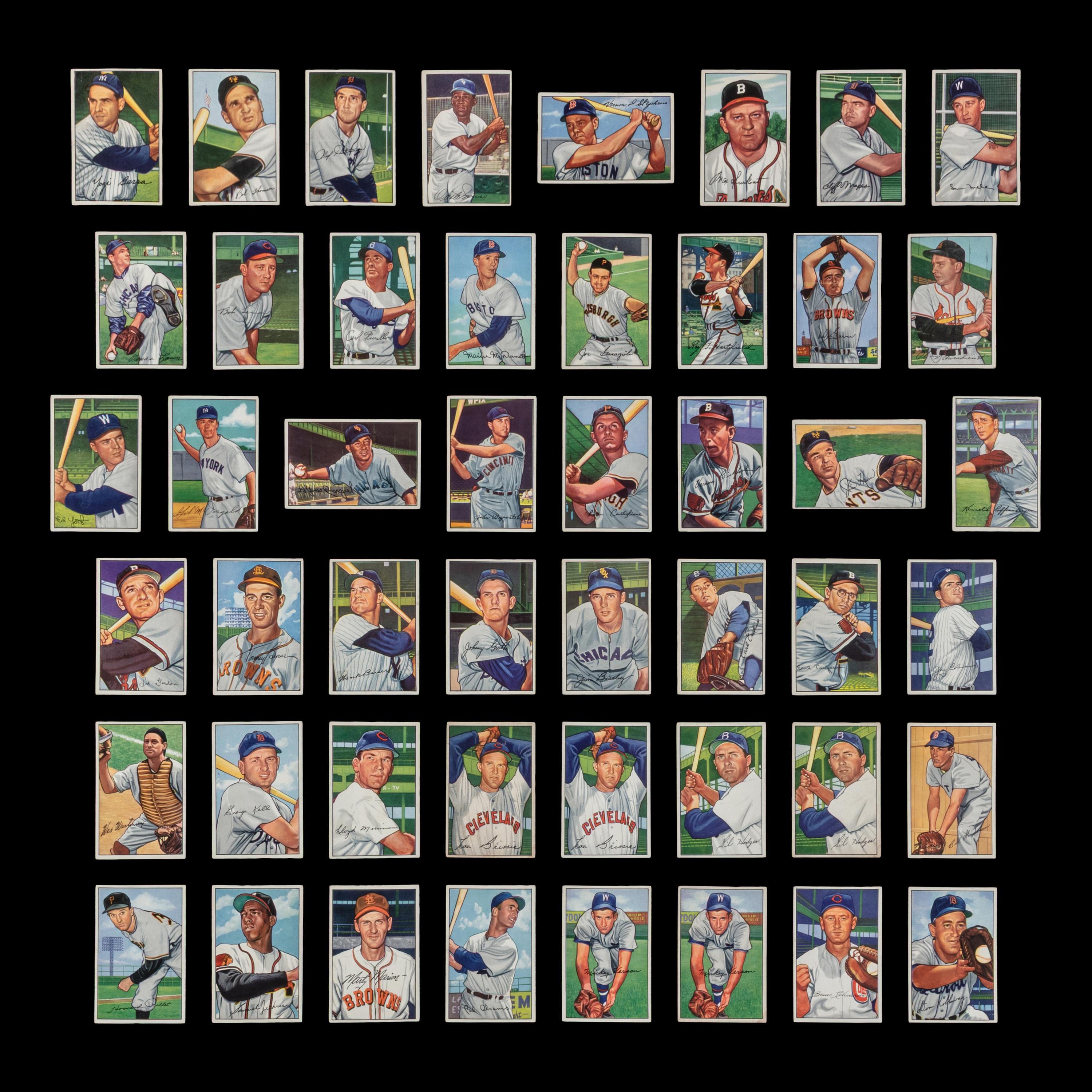 A Collection of 1952 Bowman Baseball Cards Including Multiple Hall of Famers (89)