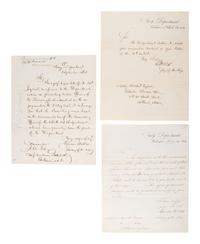 [CIVIL WAR - NAVY] -- WELLES, Gideon (1802-1878). Group of 3 letters signed by Welles, comprising: