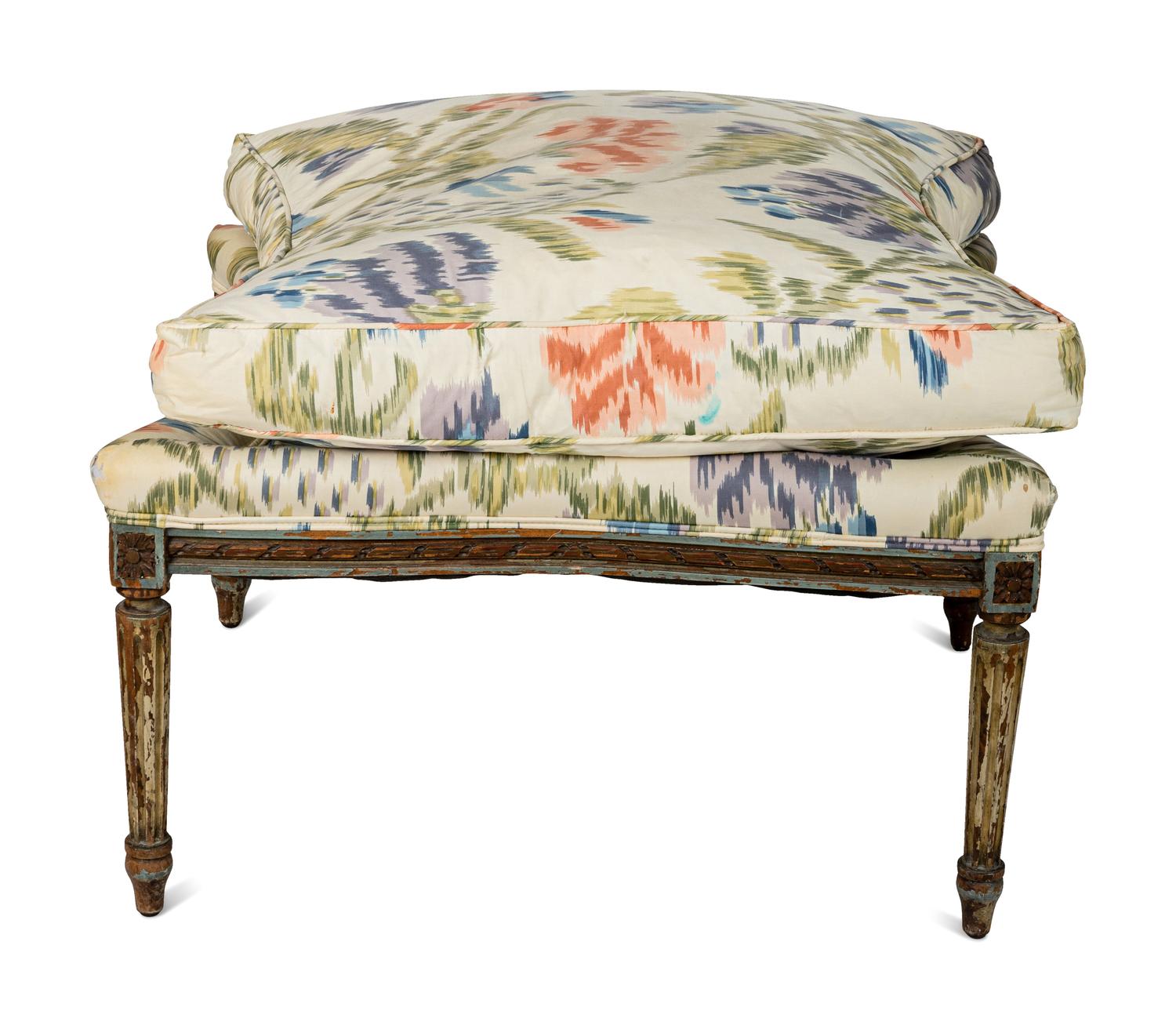 A Louis XVI Style Blue-Painted Duchesse Brisée