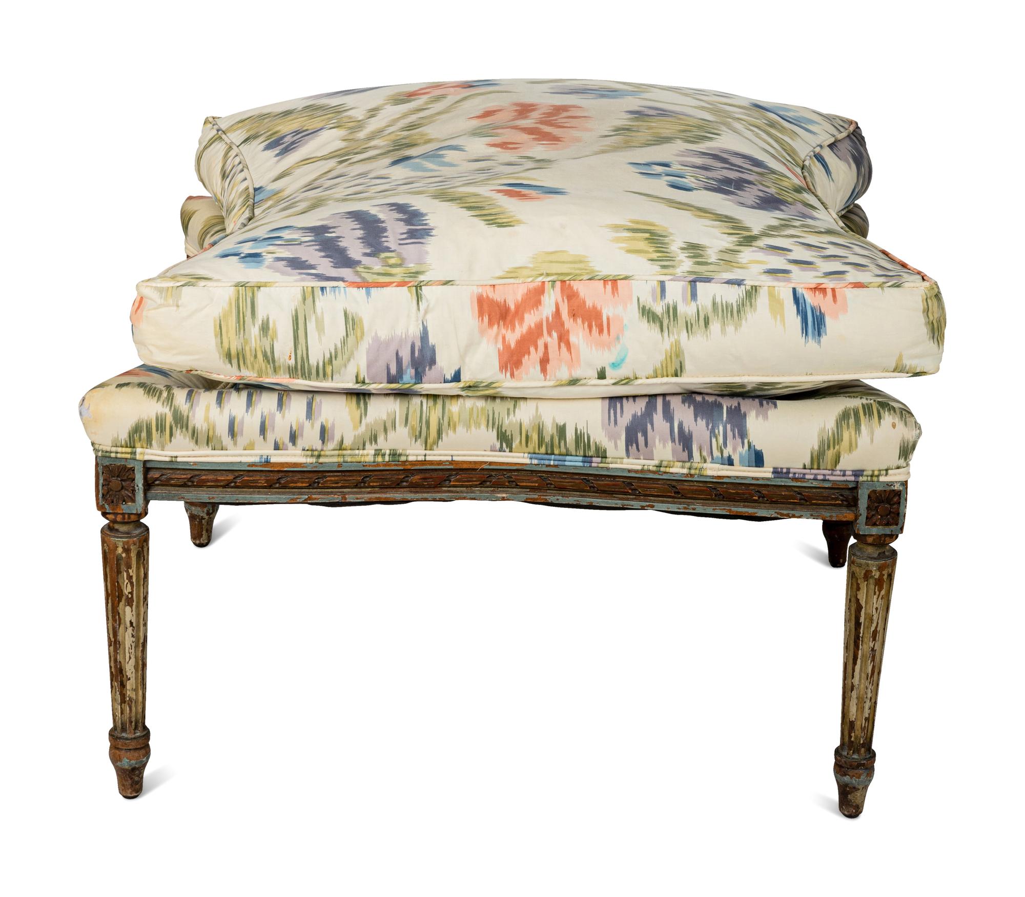 A Louis XVI Style Blue-Painted Duchesse Brisée