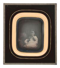 [EARLY PHOTOGRAPHY]. A daguerreotype portrait of a sensitively posed young girl.