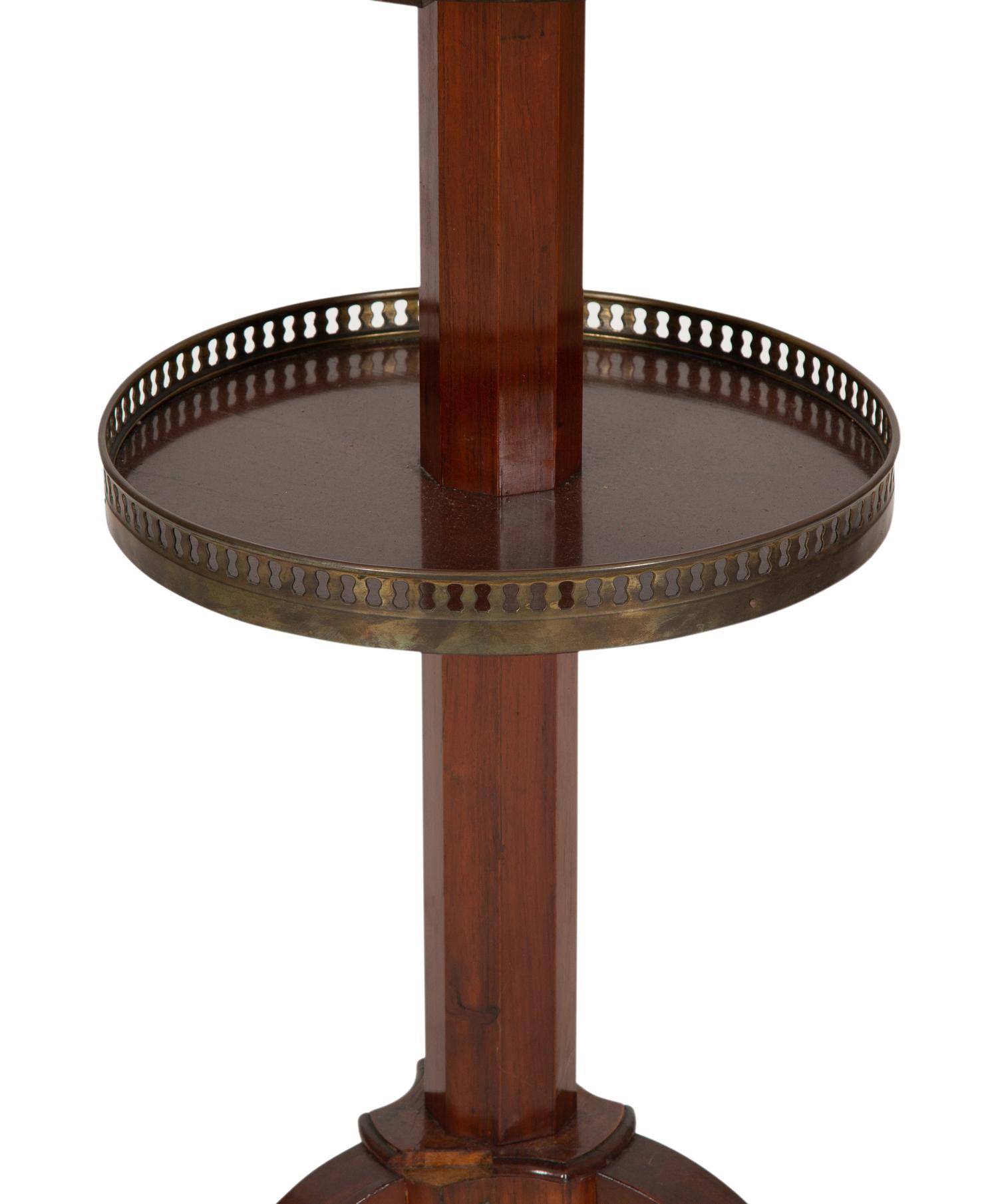 A French Empire Style Two-Tier Marble Top Dumb Waiter with Brass Galleries