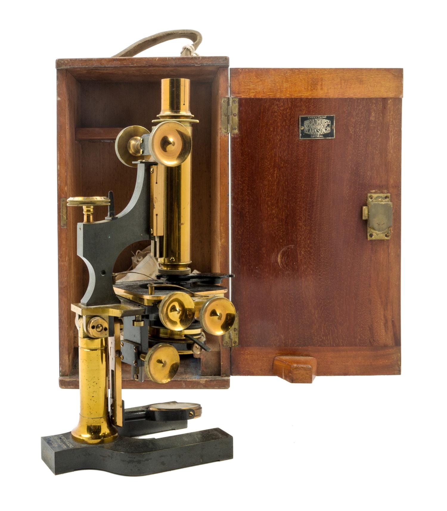 An English Brass and Black Lacquered Microscope Height 12 1/2 inches. — W. WATSON & SONS, LONDON, EARLY 20TH CENTURY